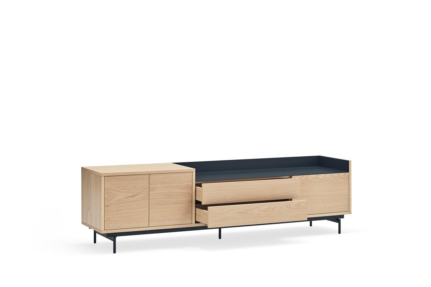 Meuble TV 180x40 cm Valley de Teulat chêne/bleu