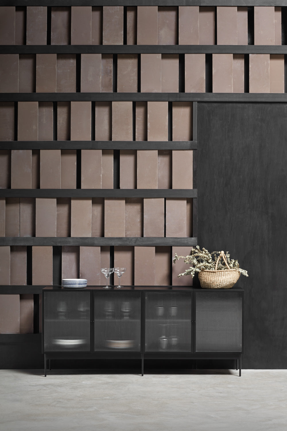 Buffet 4 portes 180x45 cm Blur de Teulat noir