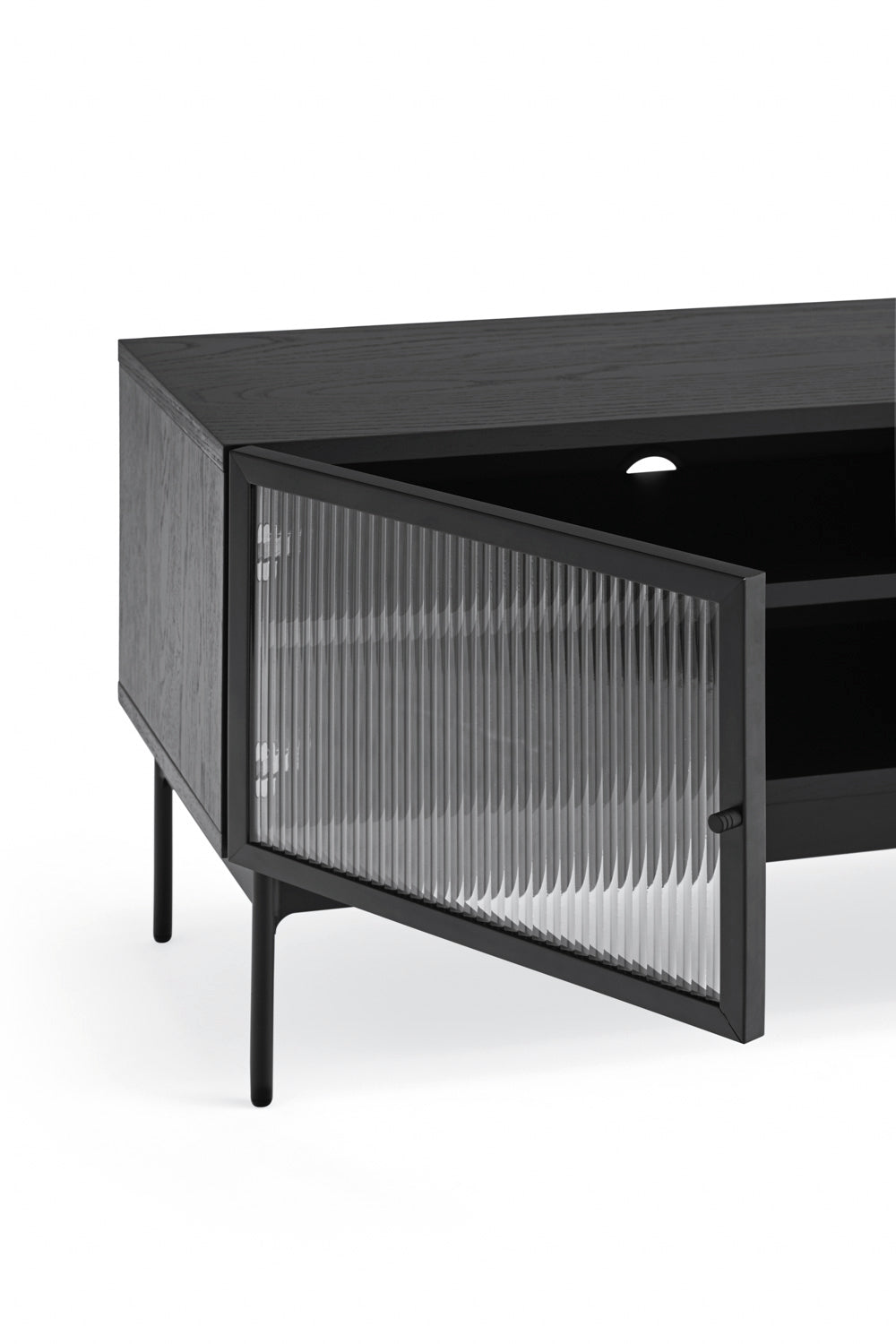 Meuble TV 4 portes vitrées 180x40 cm Blur par Teulat noir