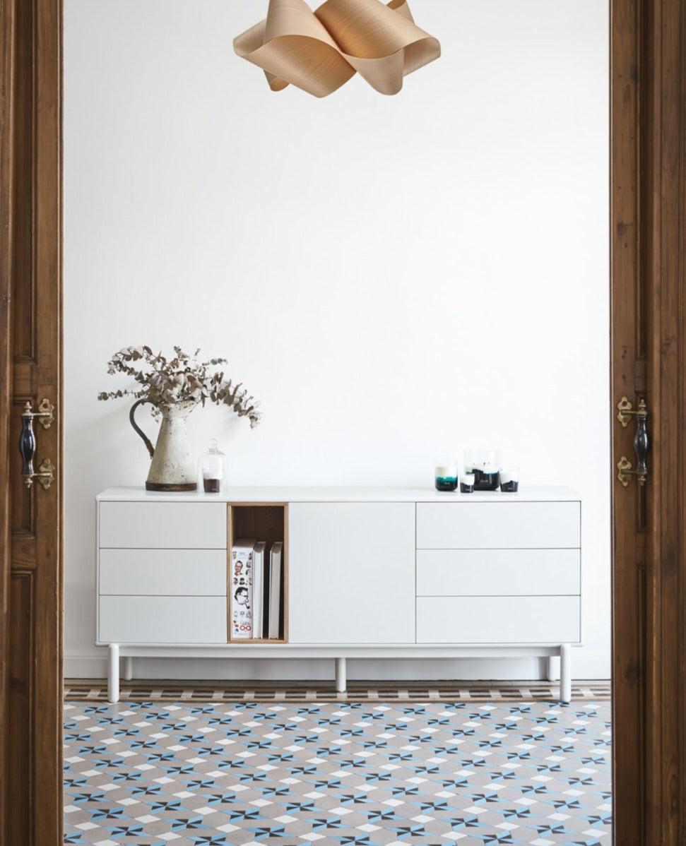 Buffet 6 tiroirs 1 porte 180x40 cm Corvo de Teulat crème