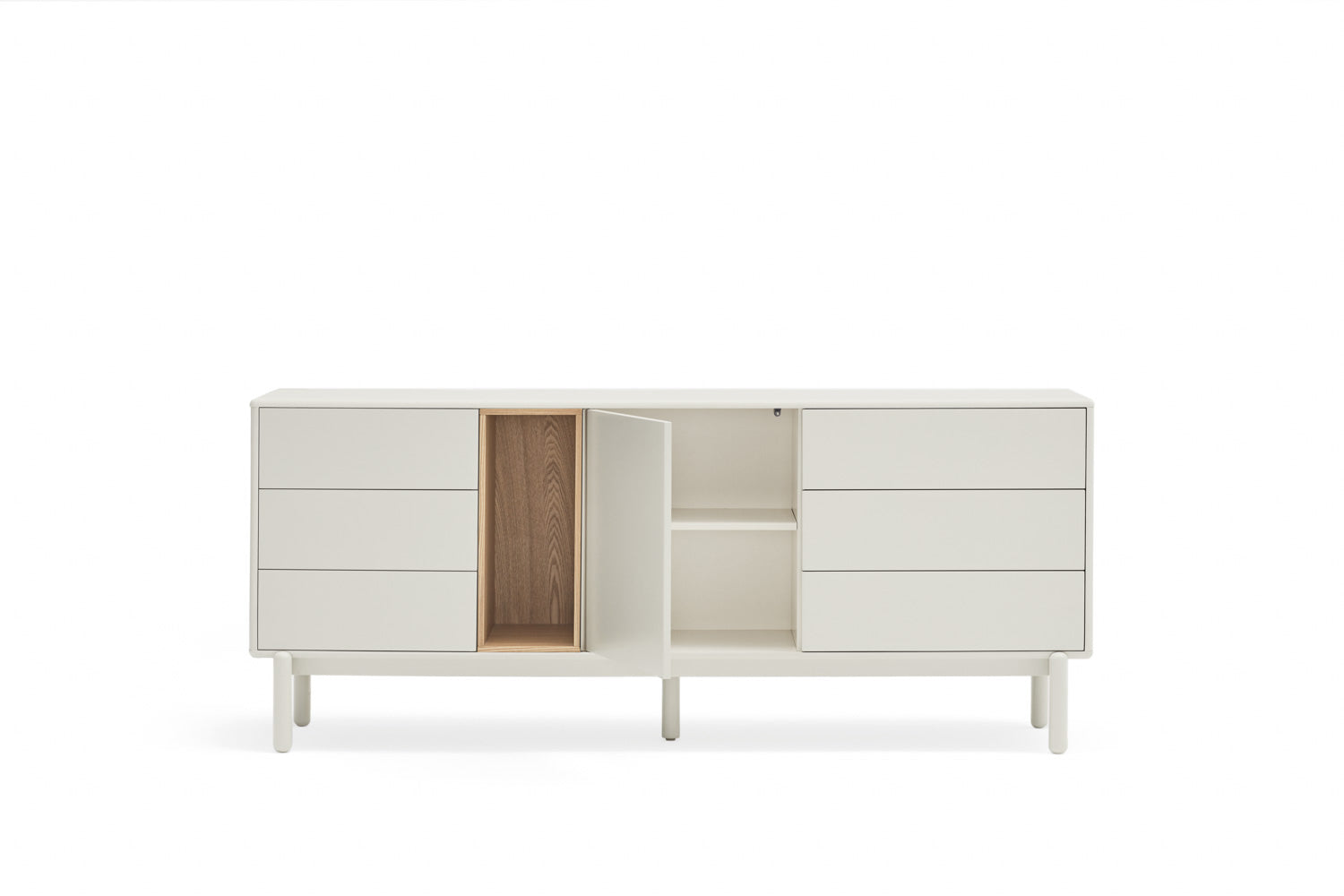 Buffet 6 tiroirs 1 porte 180x40 cm Corvo de Teulat crème