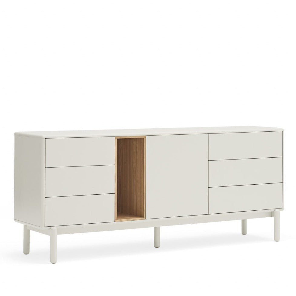 Buffet 6 tiroirs 1 porte 180x40 cm Corvo de Teulat crème
