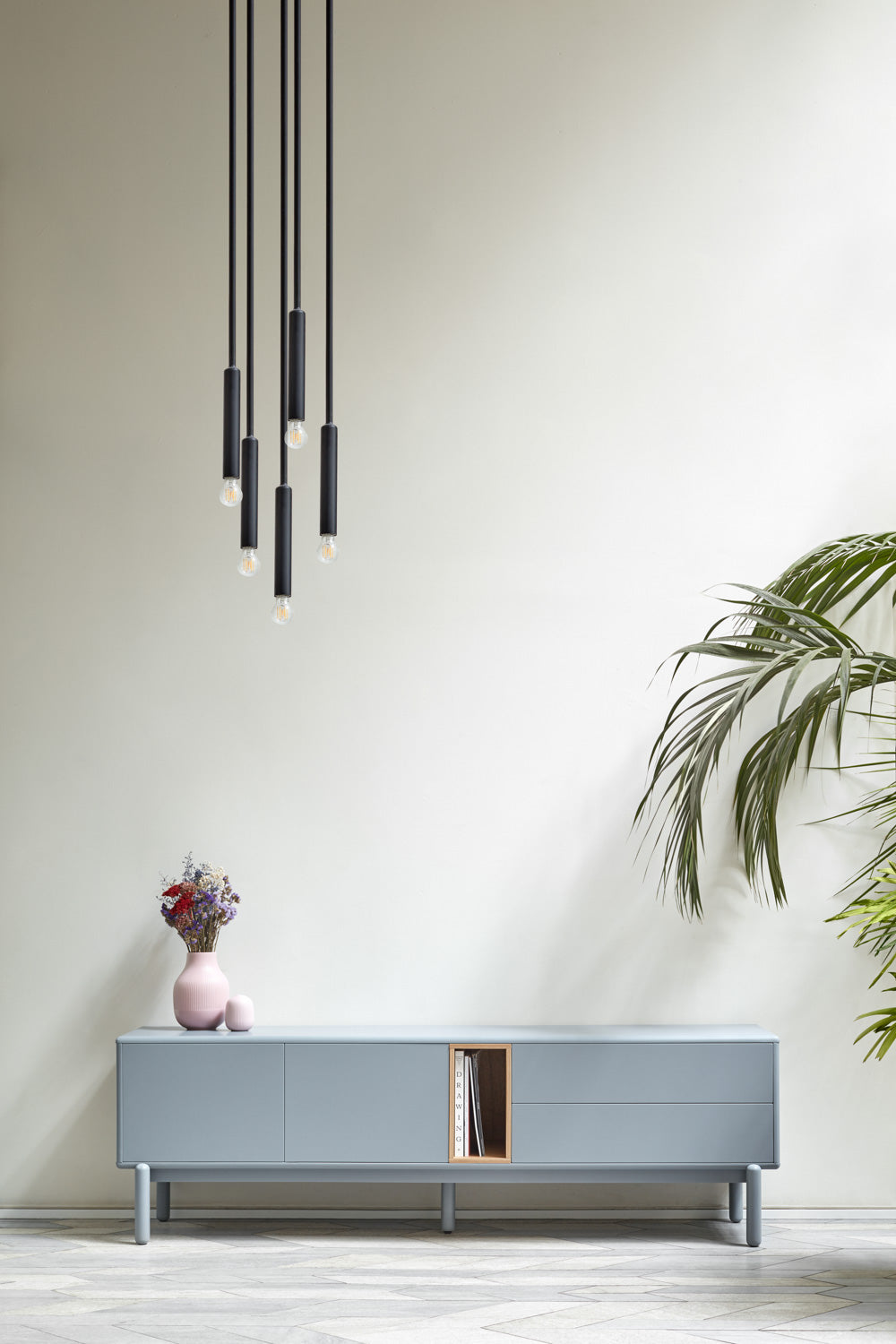 Meuble TV 180x40 cm Corvo de Teulat gris perle