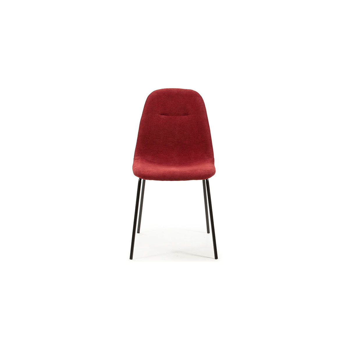 Set 4 Chaises Tione en tissu rouge avec pieds en métal 