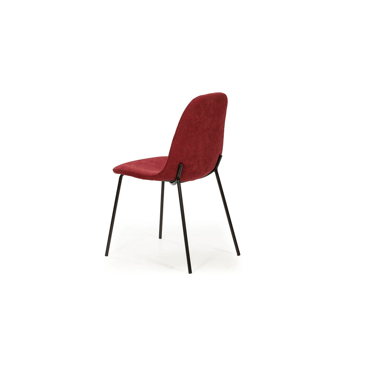 Set 4 Chaises Tione en tissu rouge avec pieds en métal 