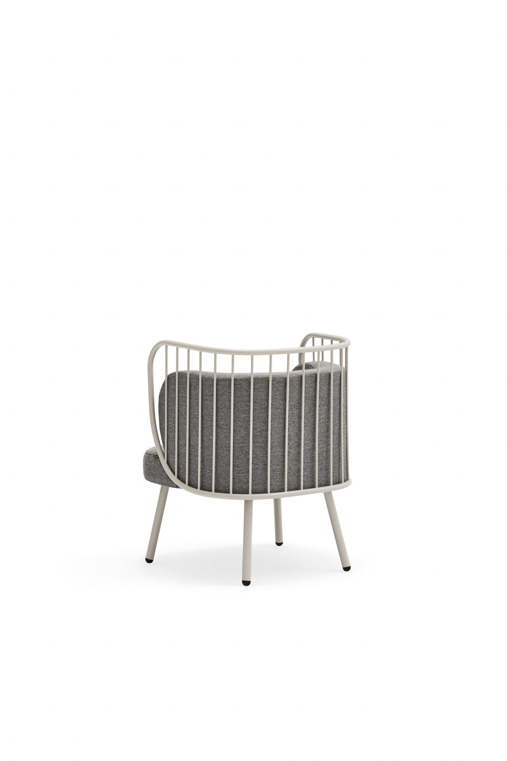 Fauteuil 67x83 h44 cm Nabi en tissu gris et structure en métal crème 