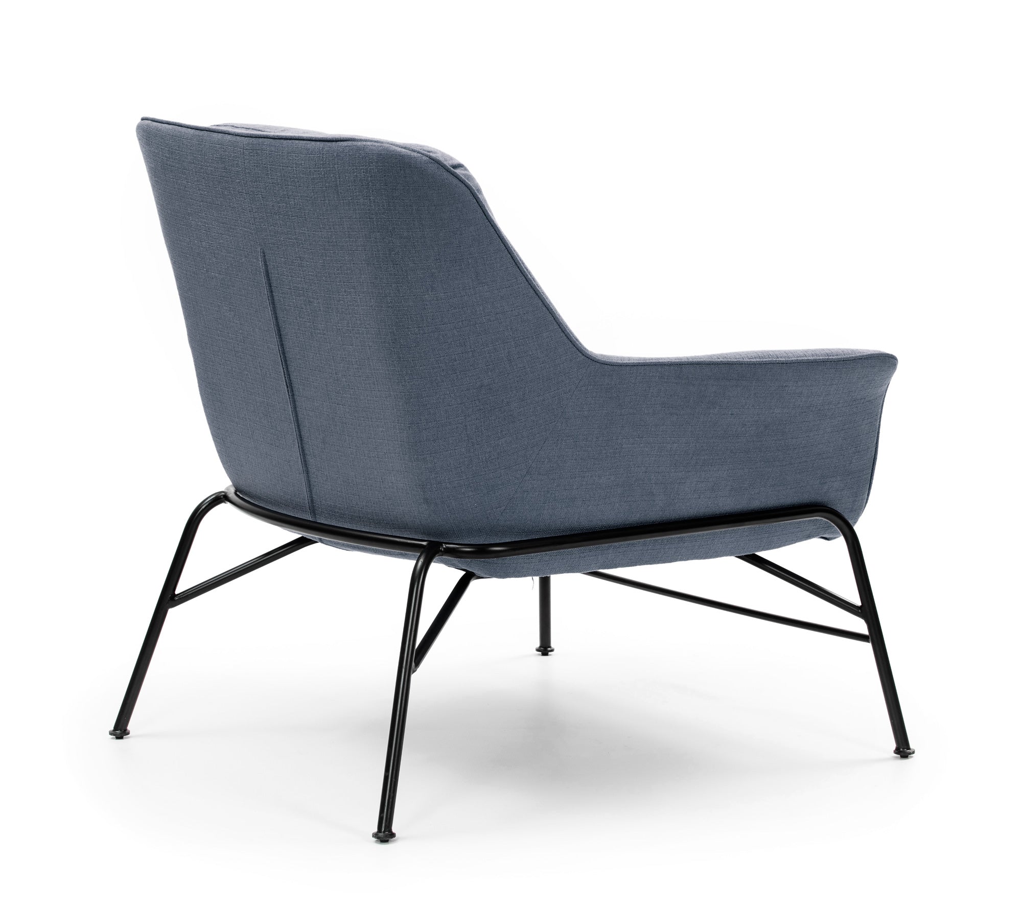 Fauteuil moderne Sadira avec accoudoirs en tissu bleu 