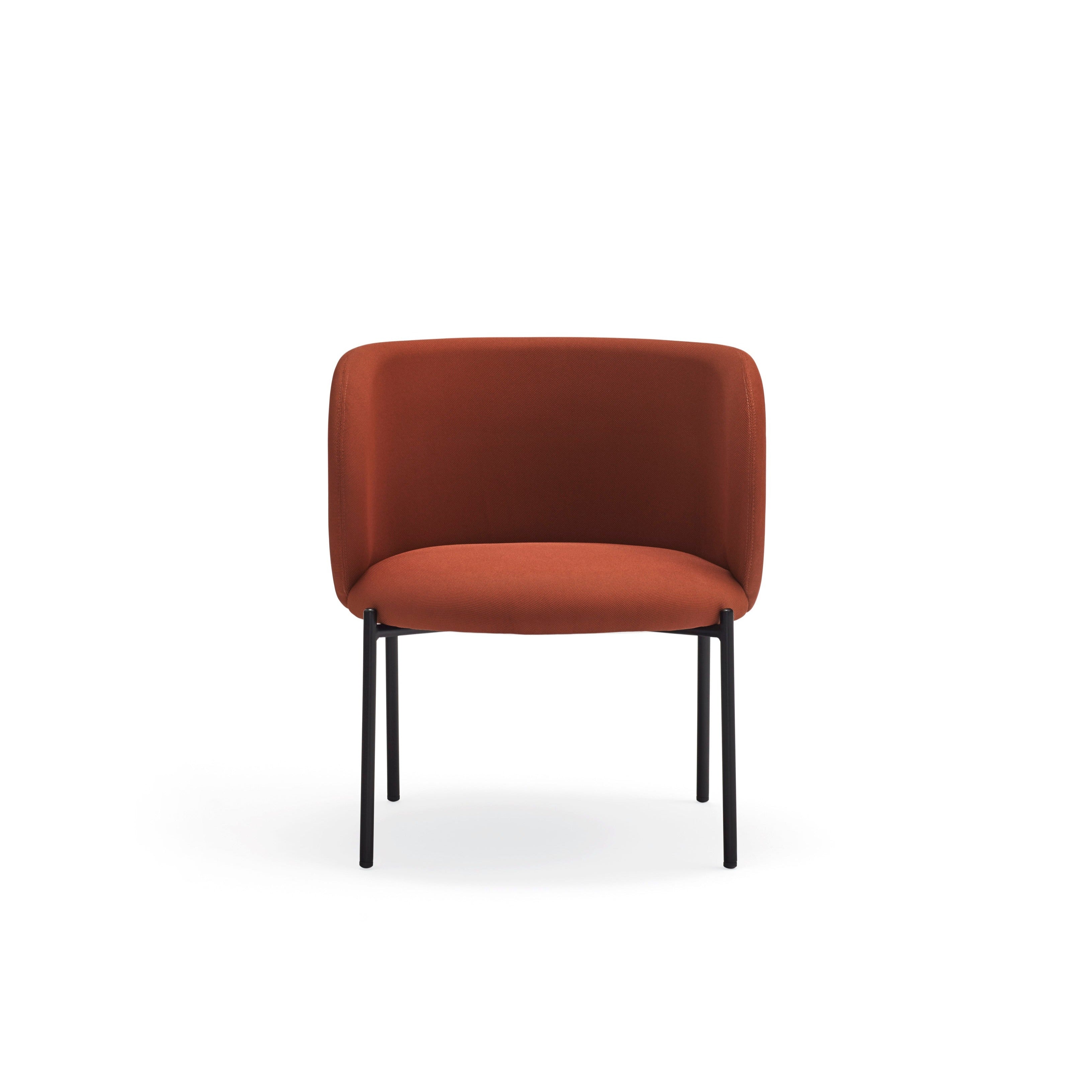 Fauteuil 66x74 h49 Mogi en tissu rouge avec structure en métal 