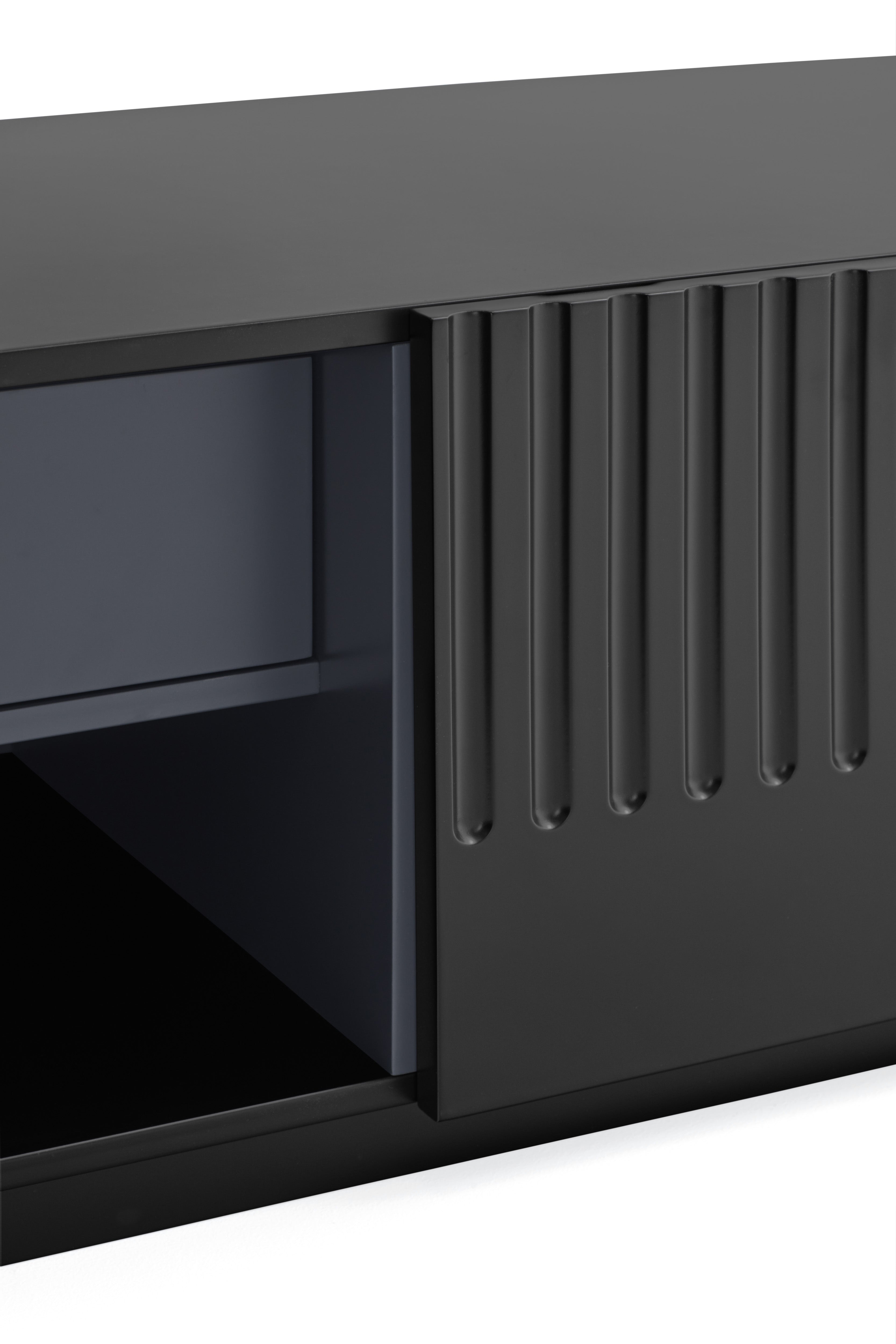 Meuble TV 4 portes 2 tiroirs 182x48 cm Doric de Teulat noir