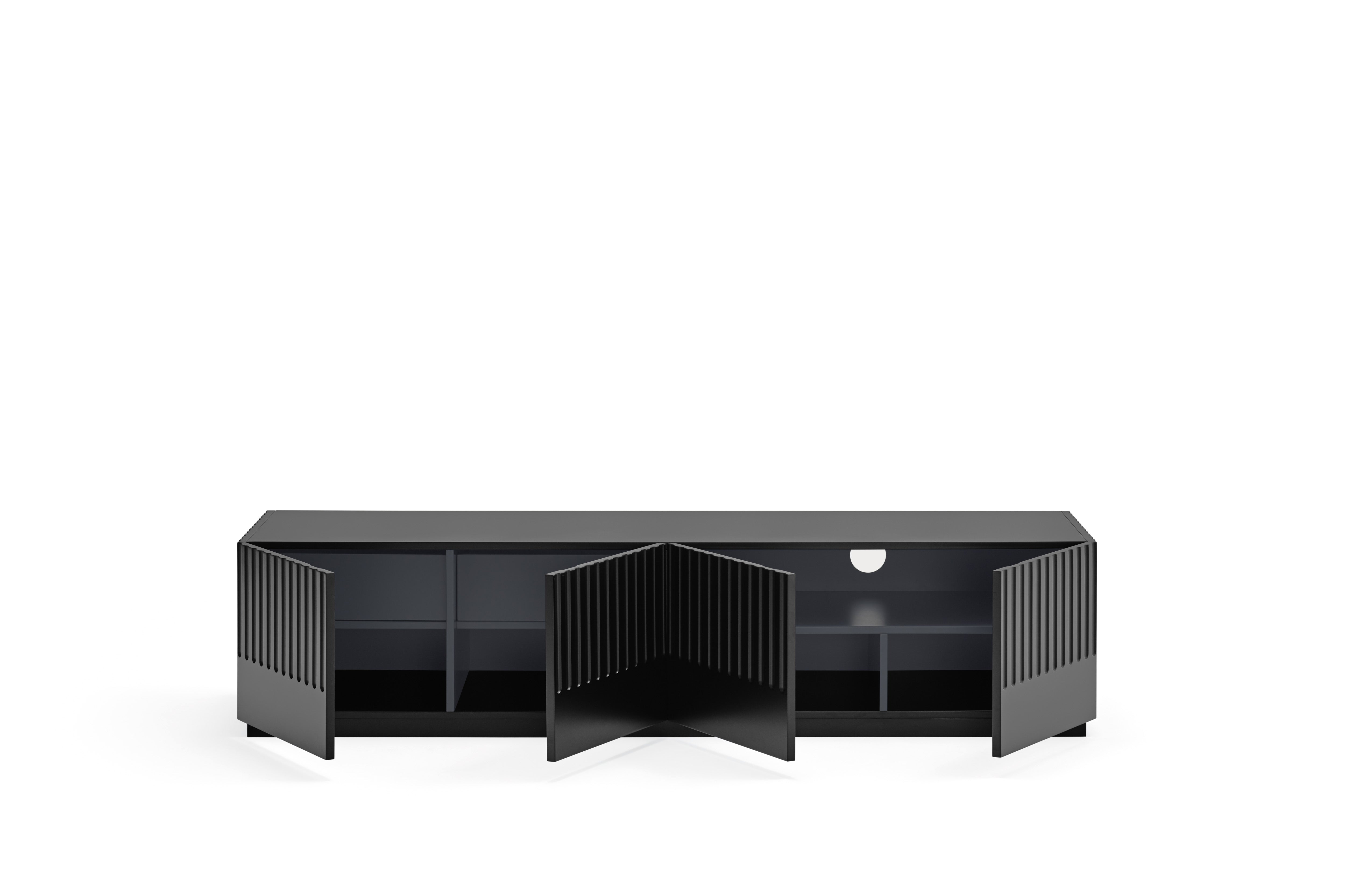 Meuble TV 4 portes 2 tiroirs 182x48 cm Doric de Teulat noir