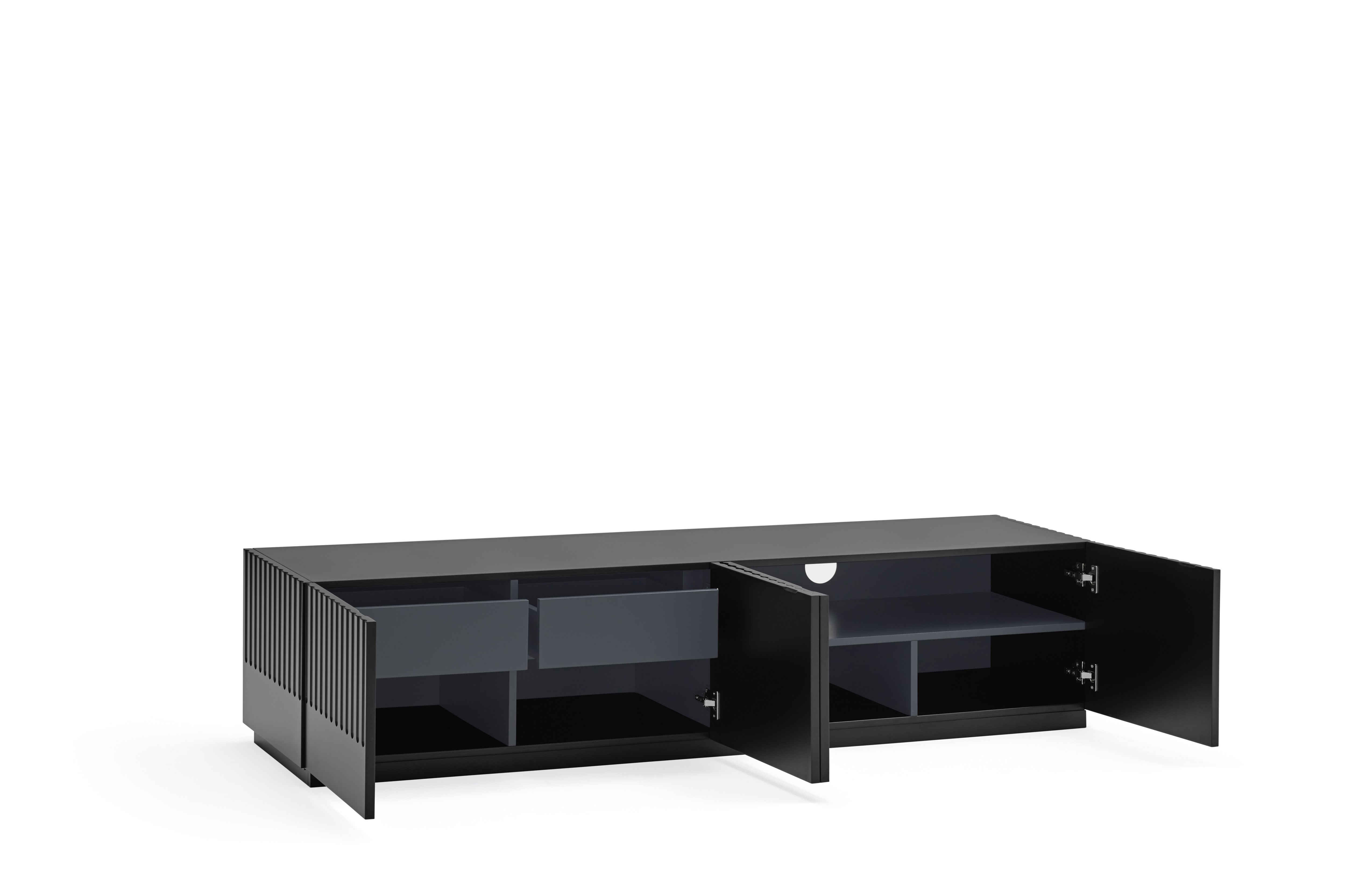 Meuble TV 4 portes 2 tiroirs 182x48 cm Doric de Teulat noir