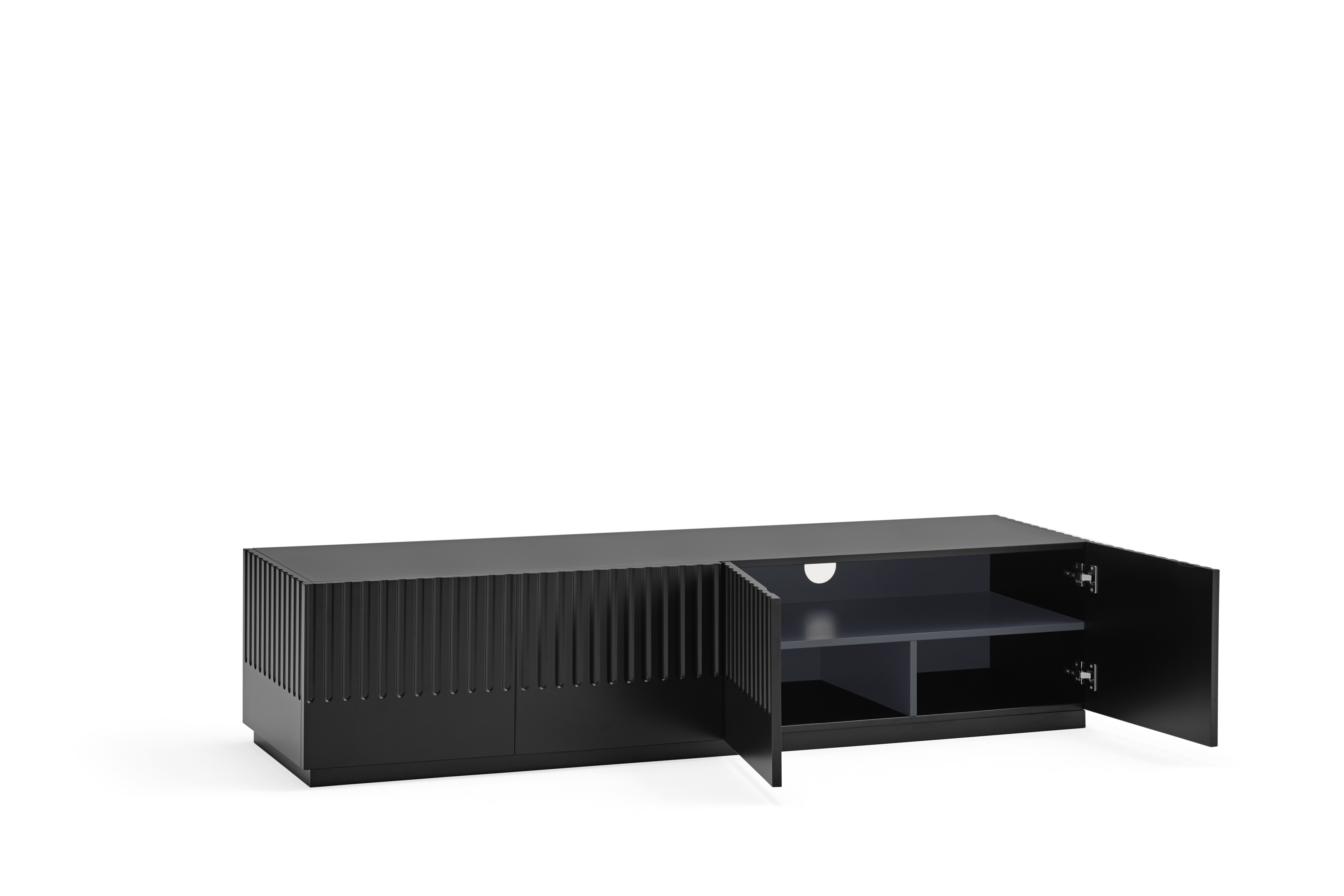 Meuble TV 4 portes 2 tiroirs 182x48 cm Doric de Teulat noir