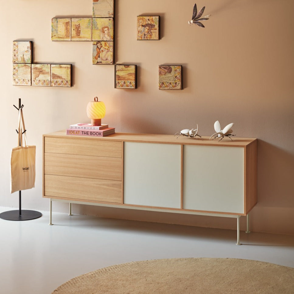 Buffet 3 tiroirs 2 portes 180x81 cm Yoko par Teulat en chêne crème 