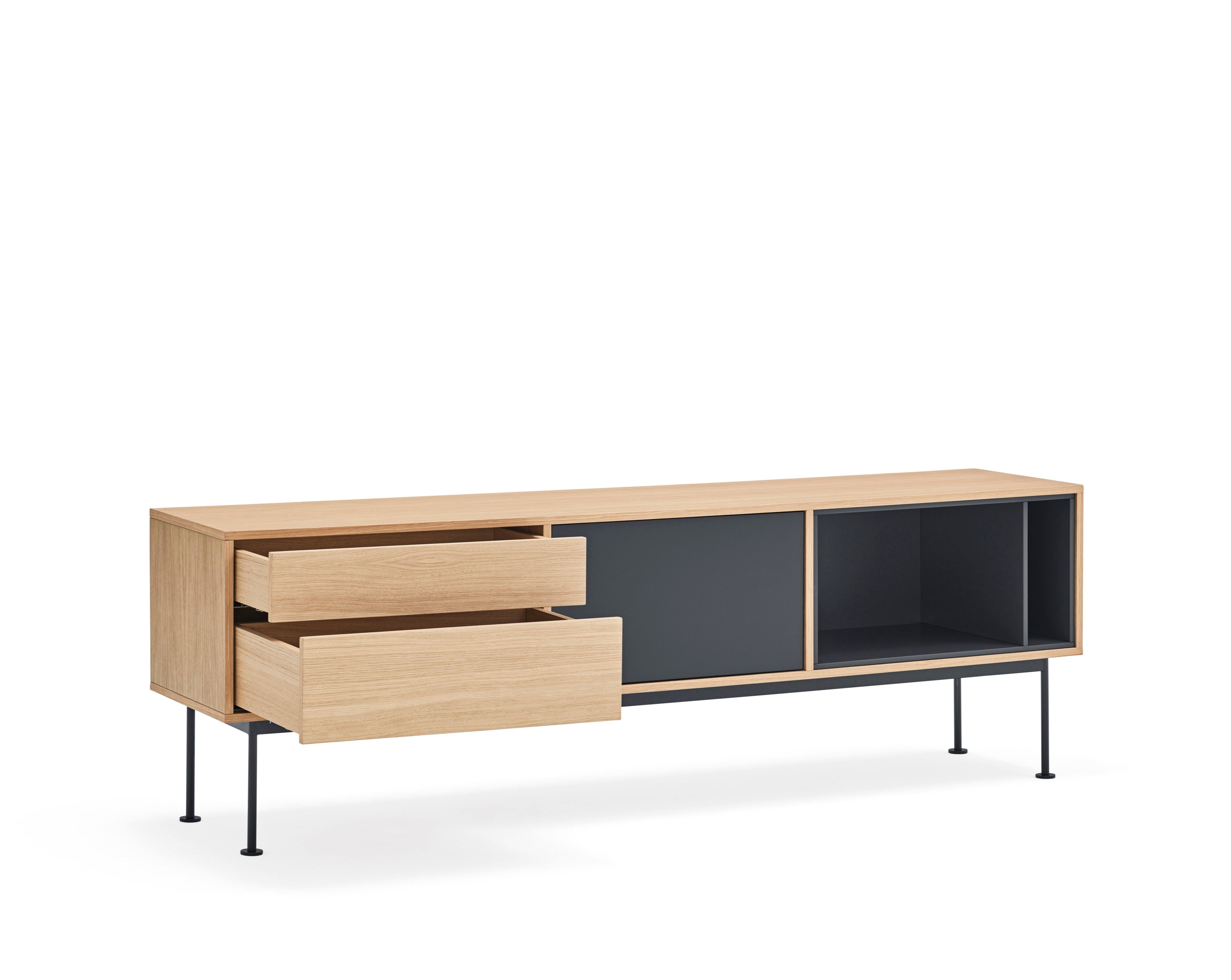 Meuble TV 180x59 cm Yoko par Teulat en chêne gris anthracite 