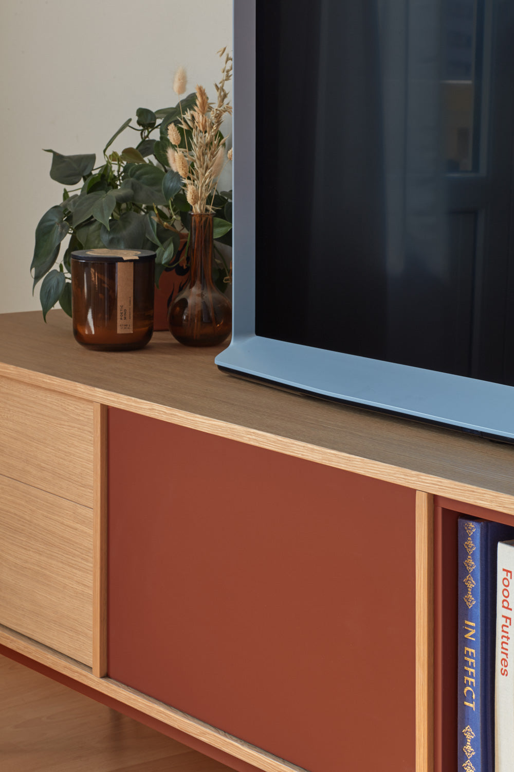 Meuble TV 180x59 cm Yoko PAR Teulat en chêne et en terre cuite 