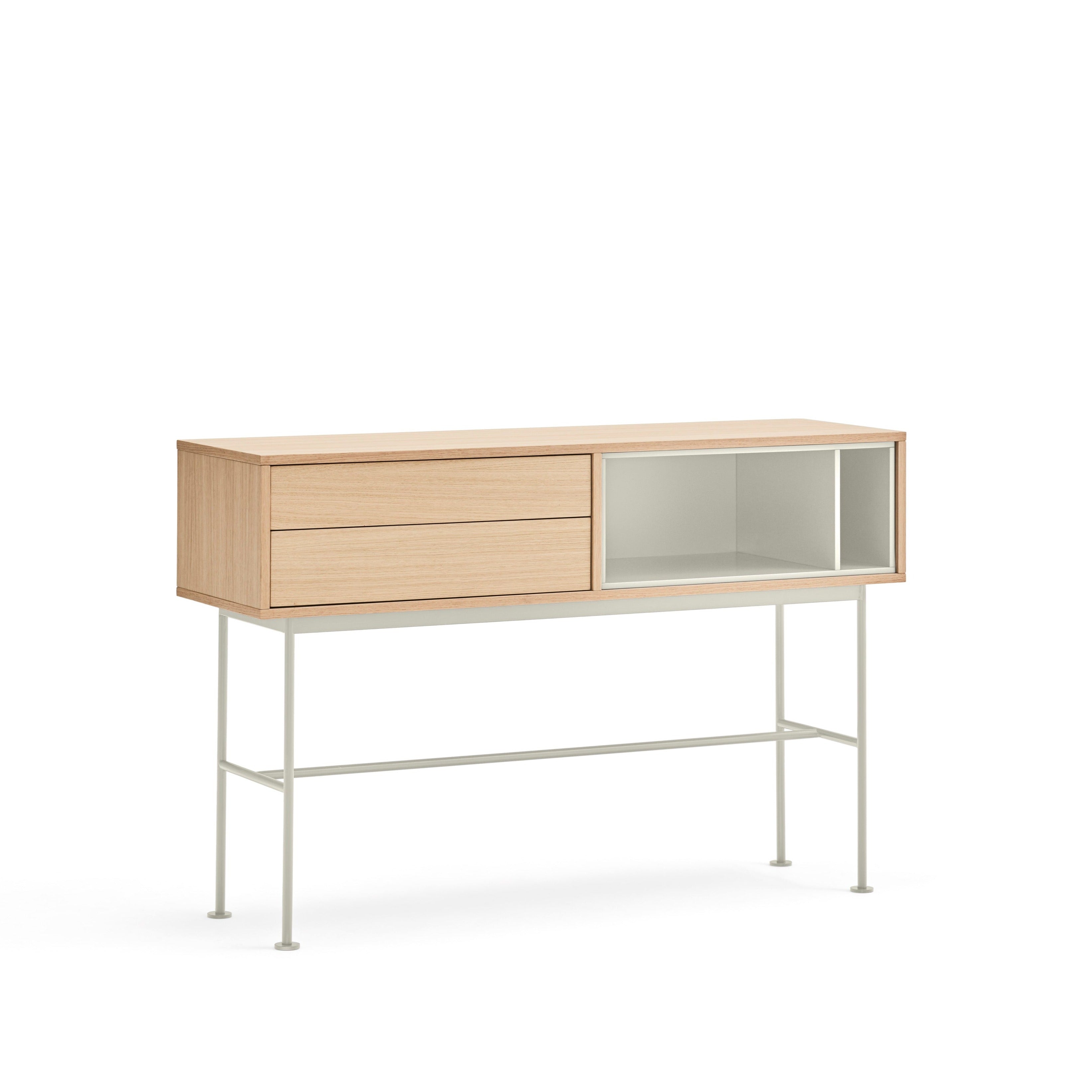 Console 2 tiroirs 120x80 cm Yoko par Teulat chêne crème 