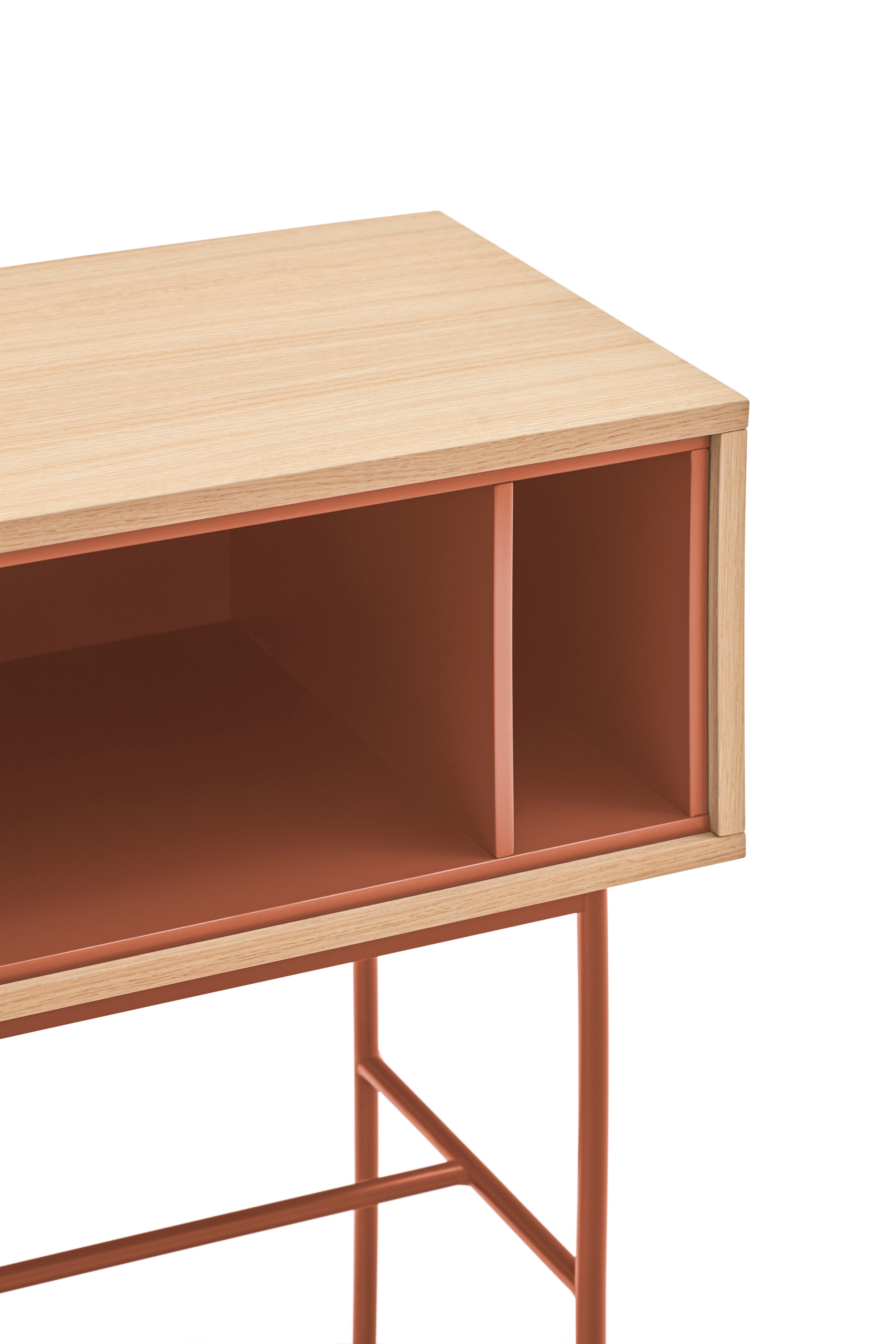 Console 2 tiroirs 120x80 cm Yoko par Teulat chêne et terre cuite 