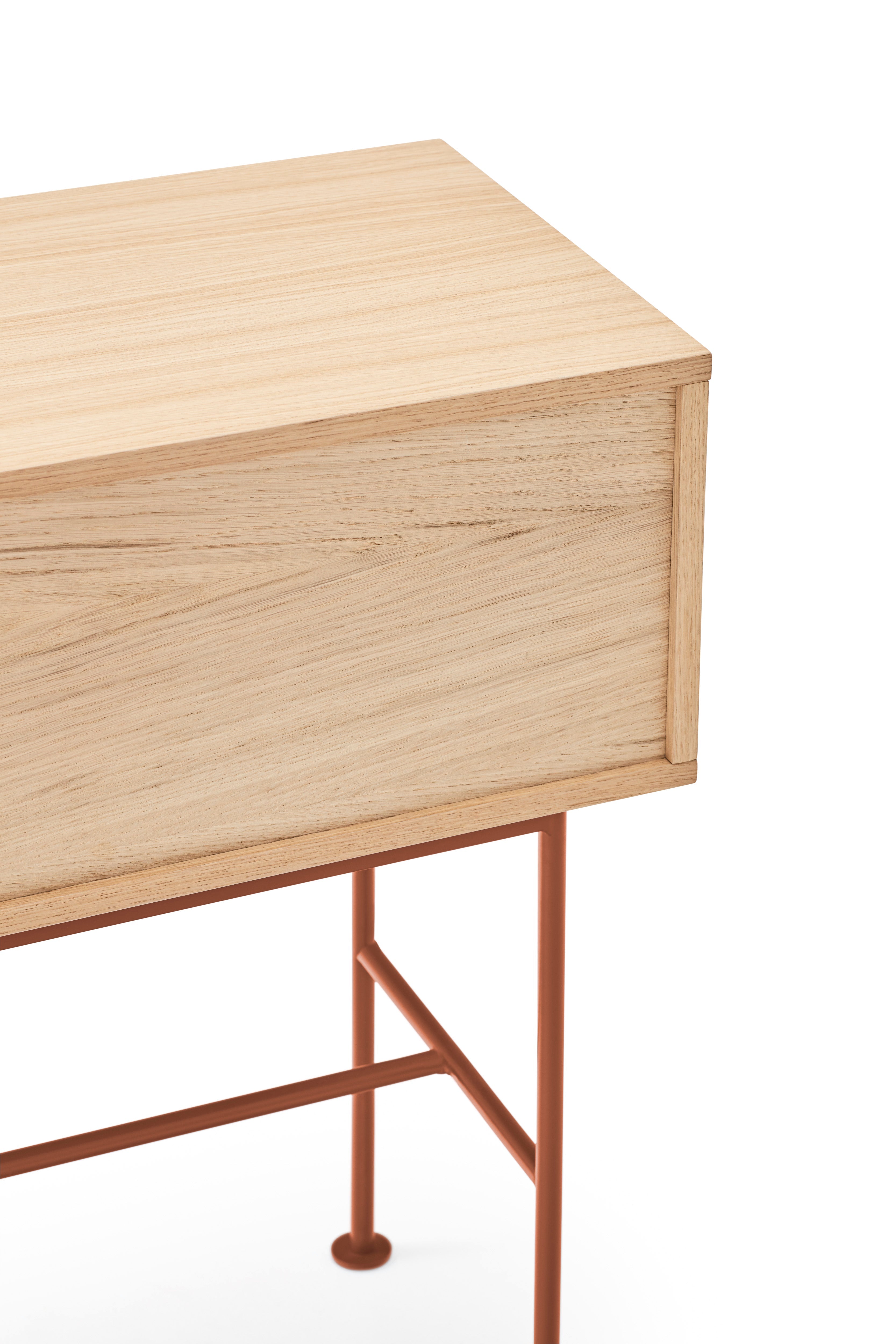 Console 2 tiroirs 120x80 cm Yoko par Teulat chêne et terre cuite 