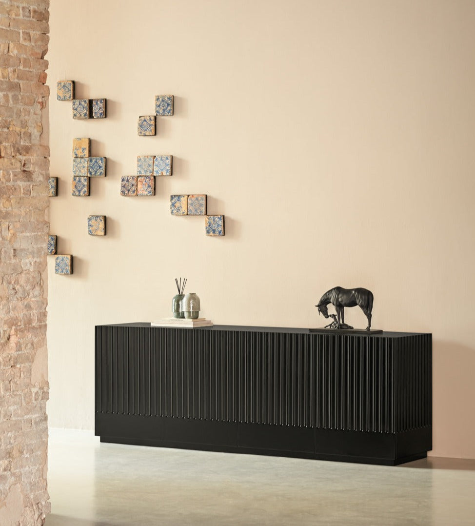 Buffet 4 portes 198x48 cm Doric de Teulat noir