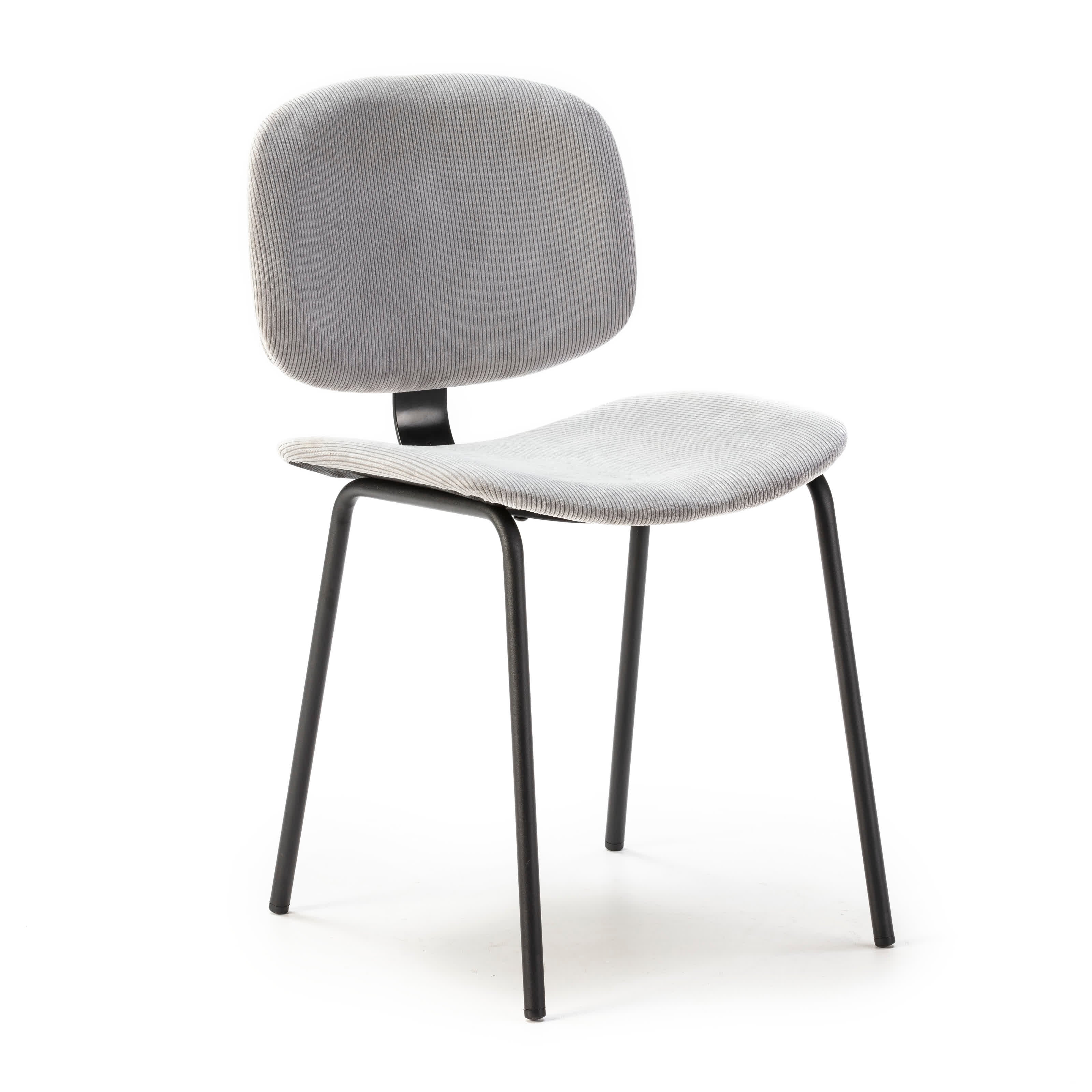 Set di 2 sedie in velluto a coste stile retrò e metallo nero Anna 45x53 h79 cm