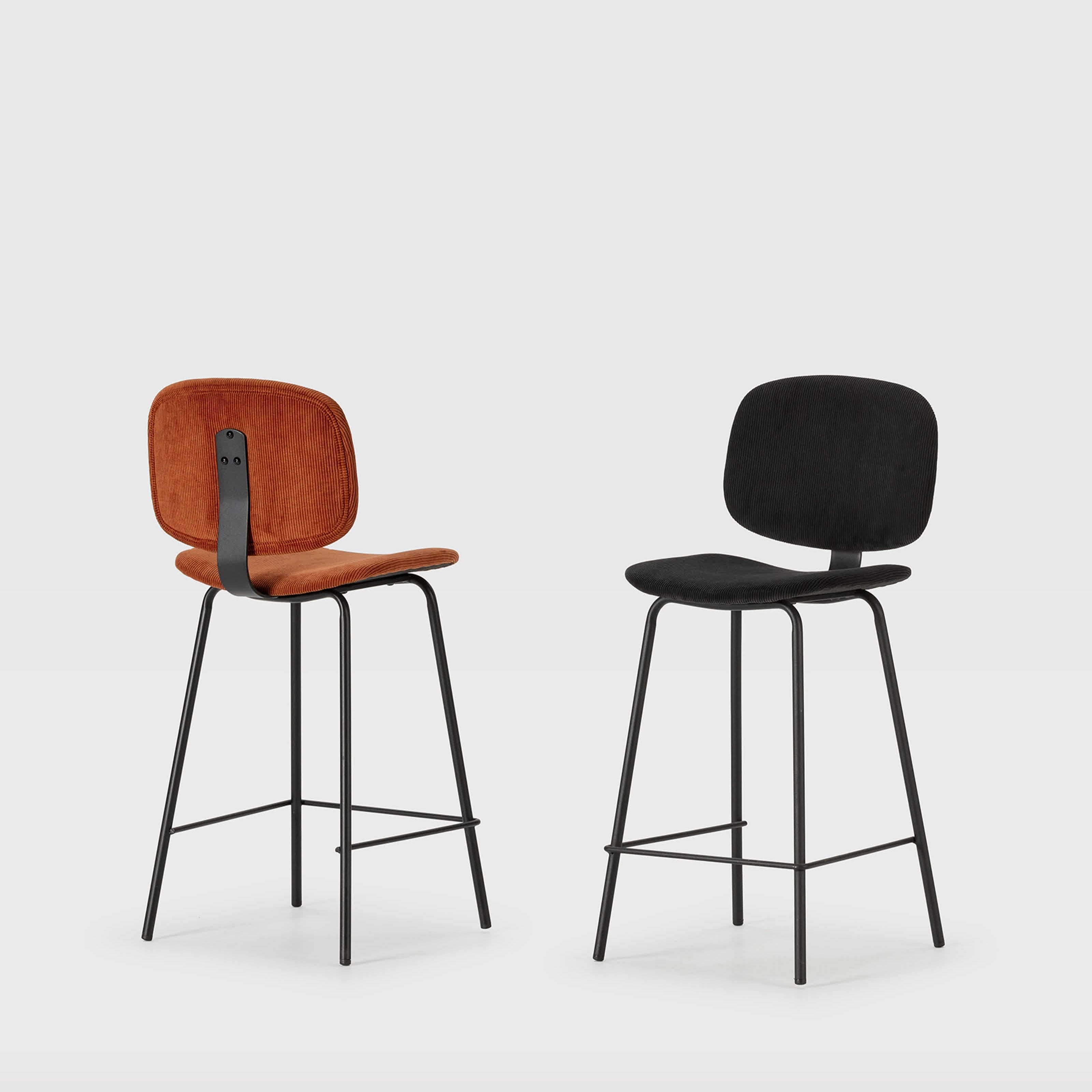 Set di 2 sedie in velluto a coste stile retrò e metallo nero Anna 45x53 h79 cm