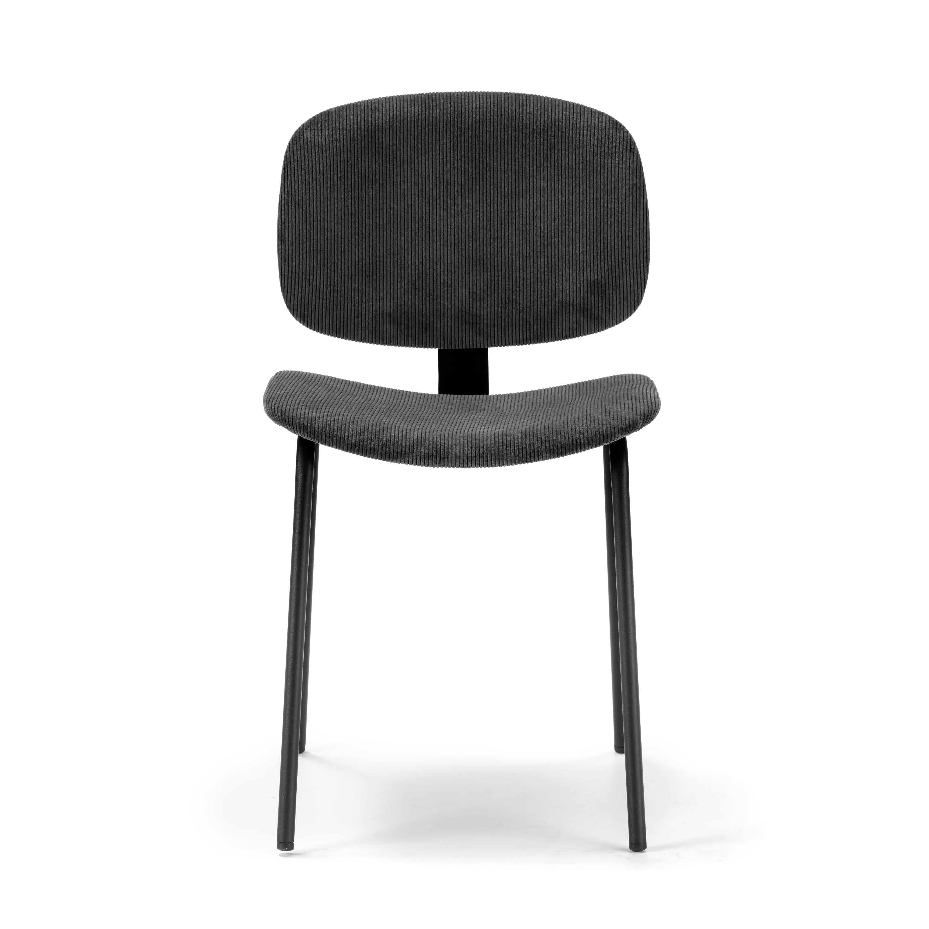 Set di 2 sedie in velluto a coste stile retrò e metallo nero Anna 45x53 h79 cm