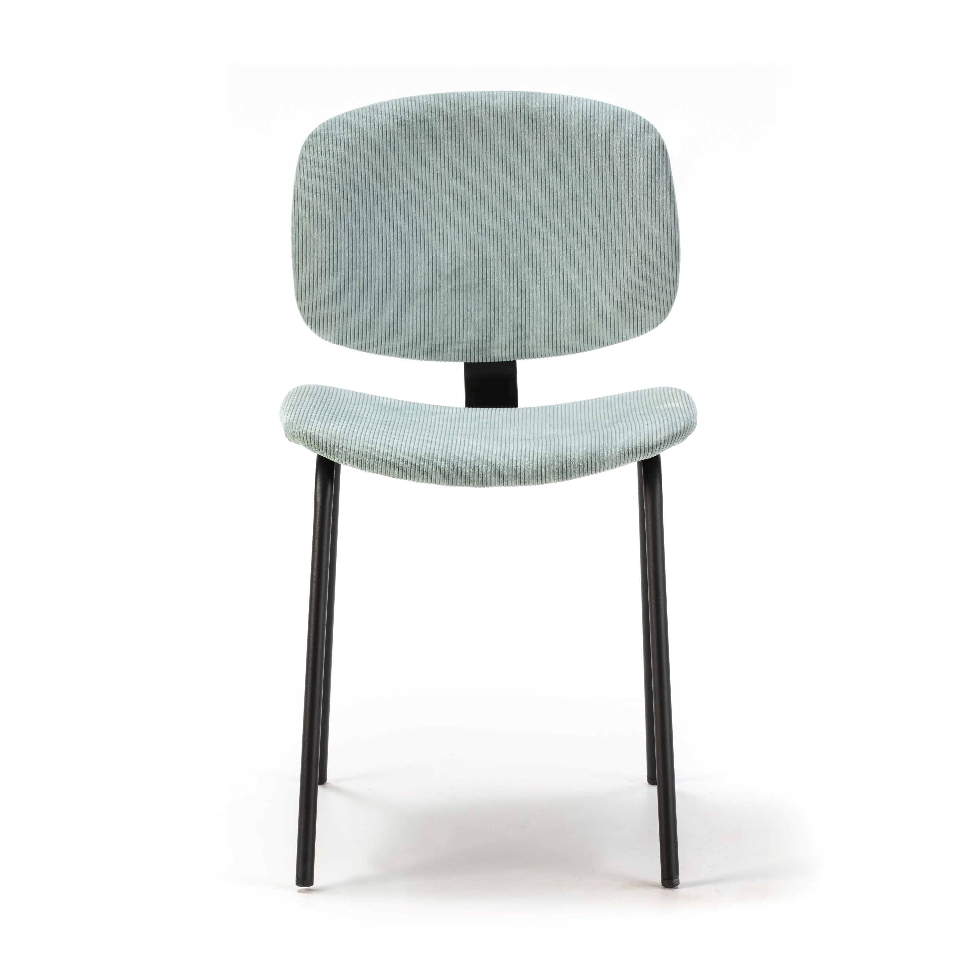 Set di 2 sedie in velluto a coste stile retrò e metallo nero Anna 45x53 h79 cm