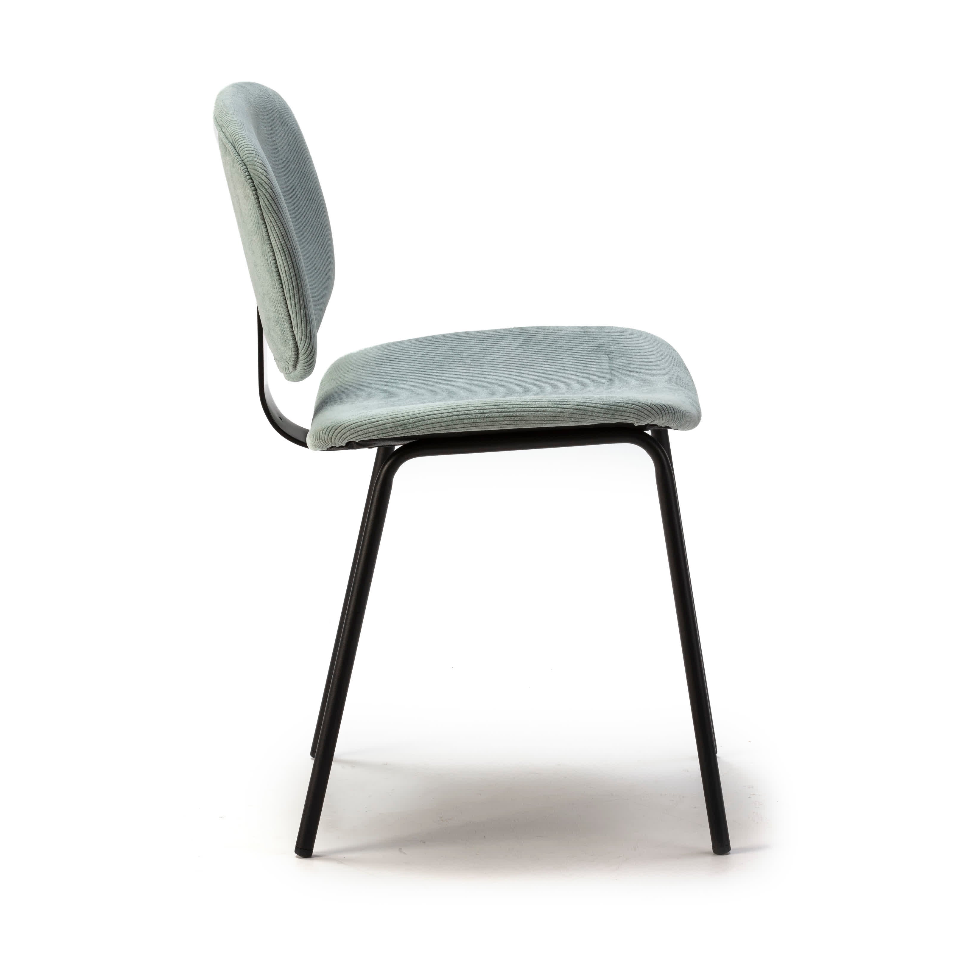 Set di 2 sedie in velluto a coste stile retrò e metallo nero Anna 45x53 h79 cm