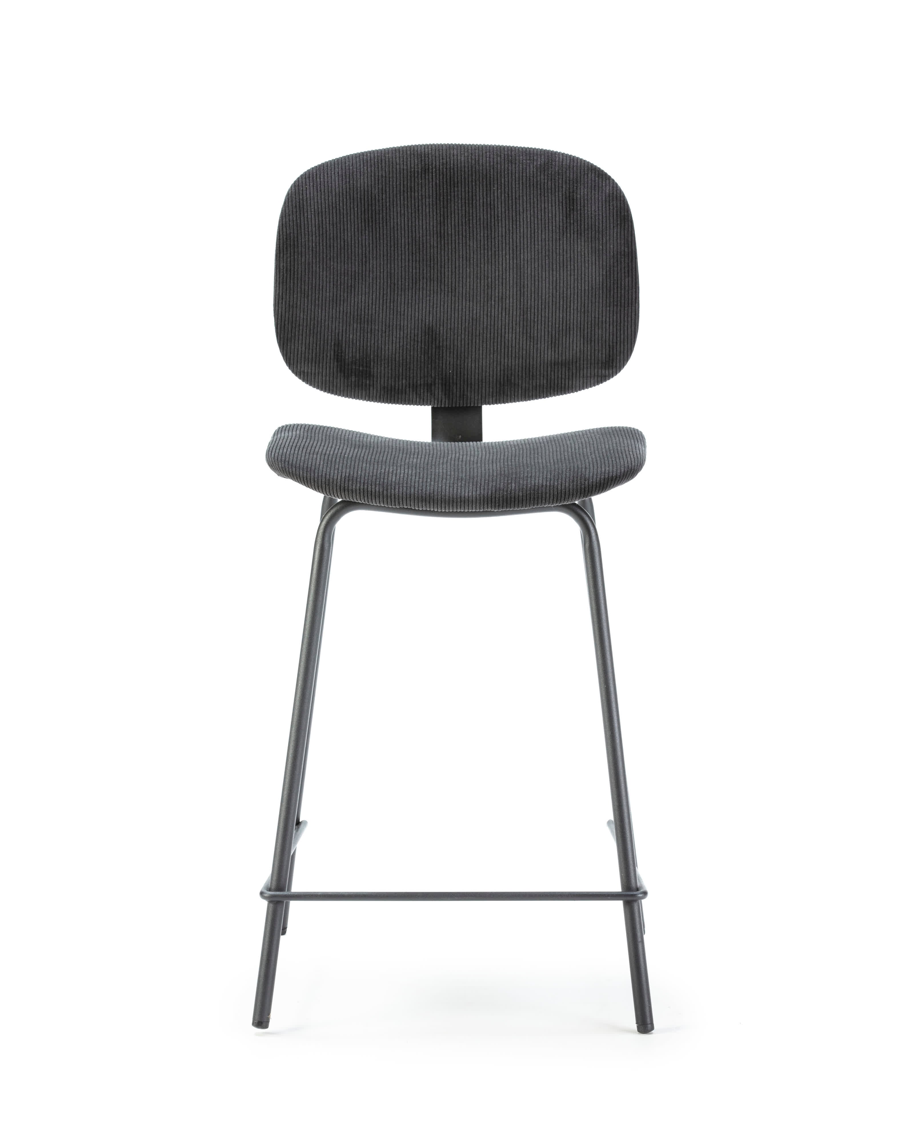 Set di 2 sgabelli in stile retrò in velluto a coste e metallo nero Anna 44x51 h98 cm