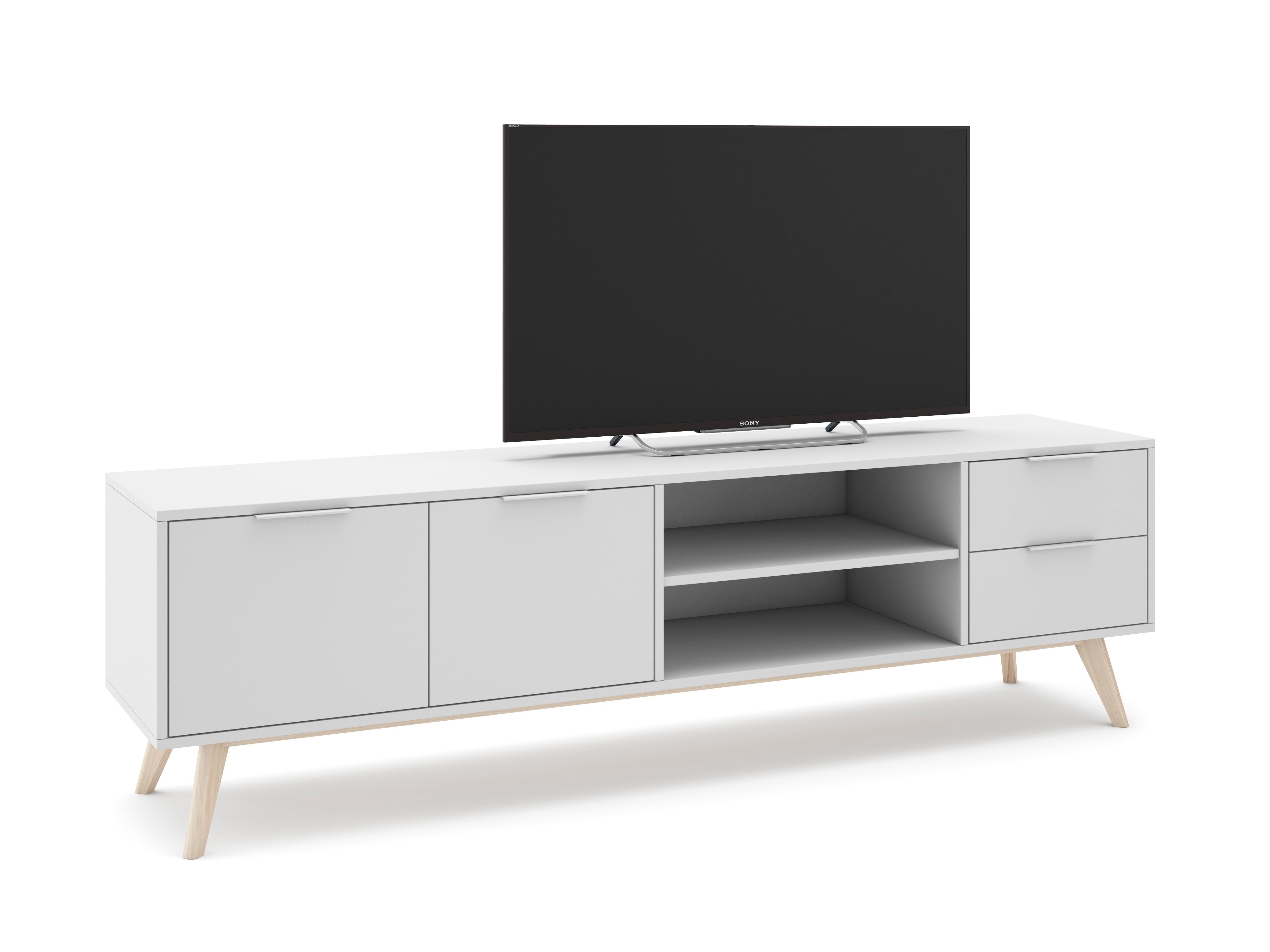 Mobile TV 2 ante e 2 cassetti con ripiani aperti Nordica 180x53 cm