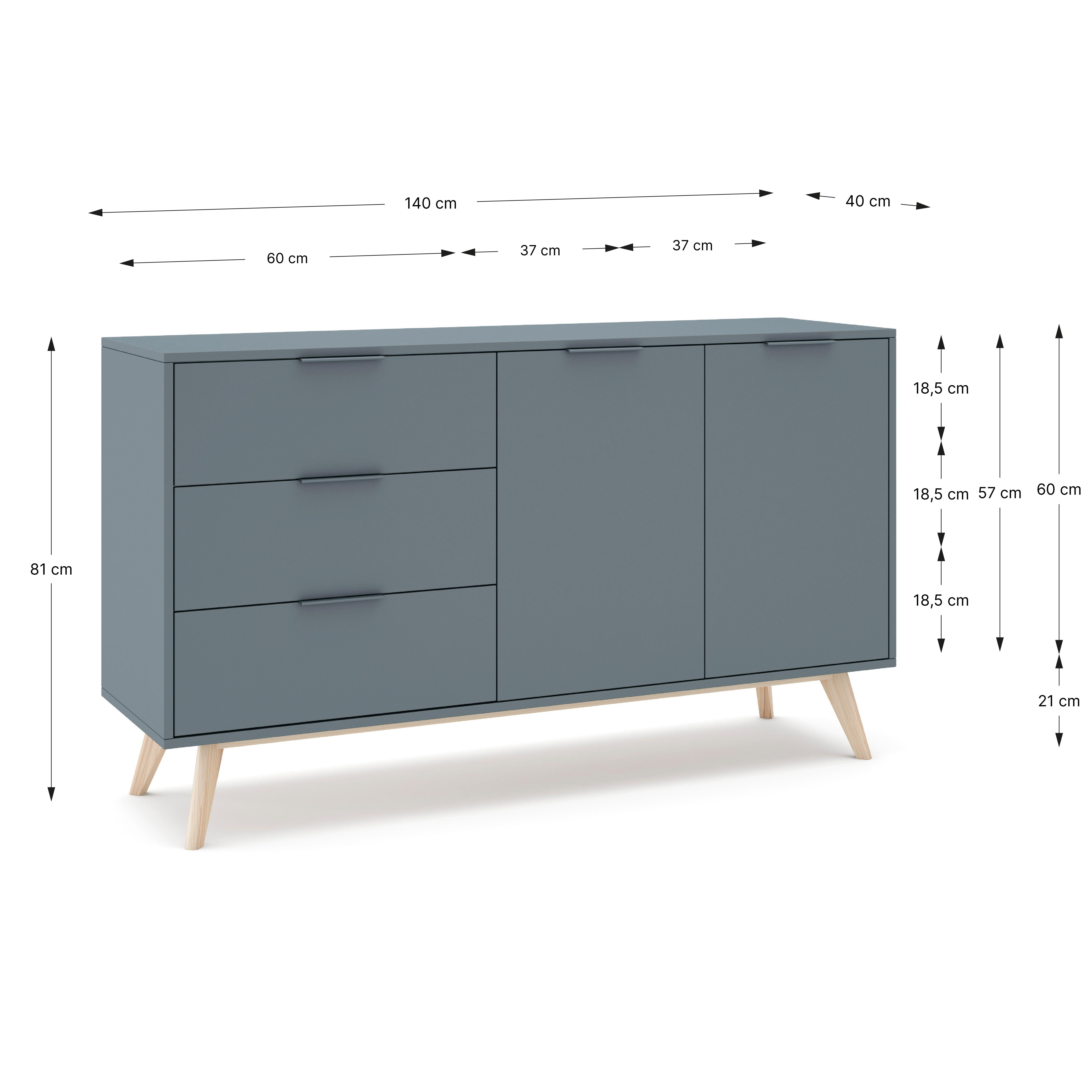 Credenza 2 ante e 3 cassetti Nordica 140x81 cm