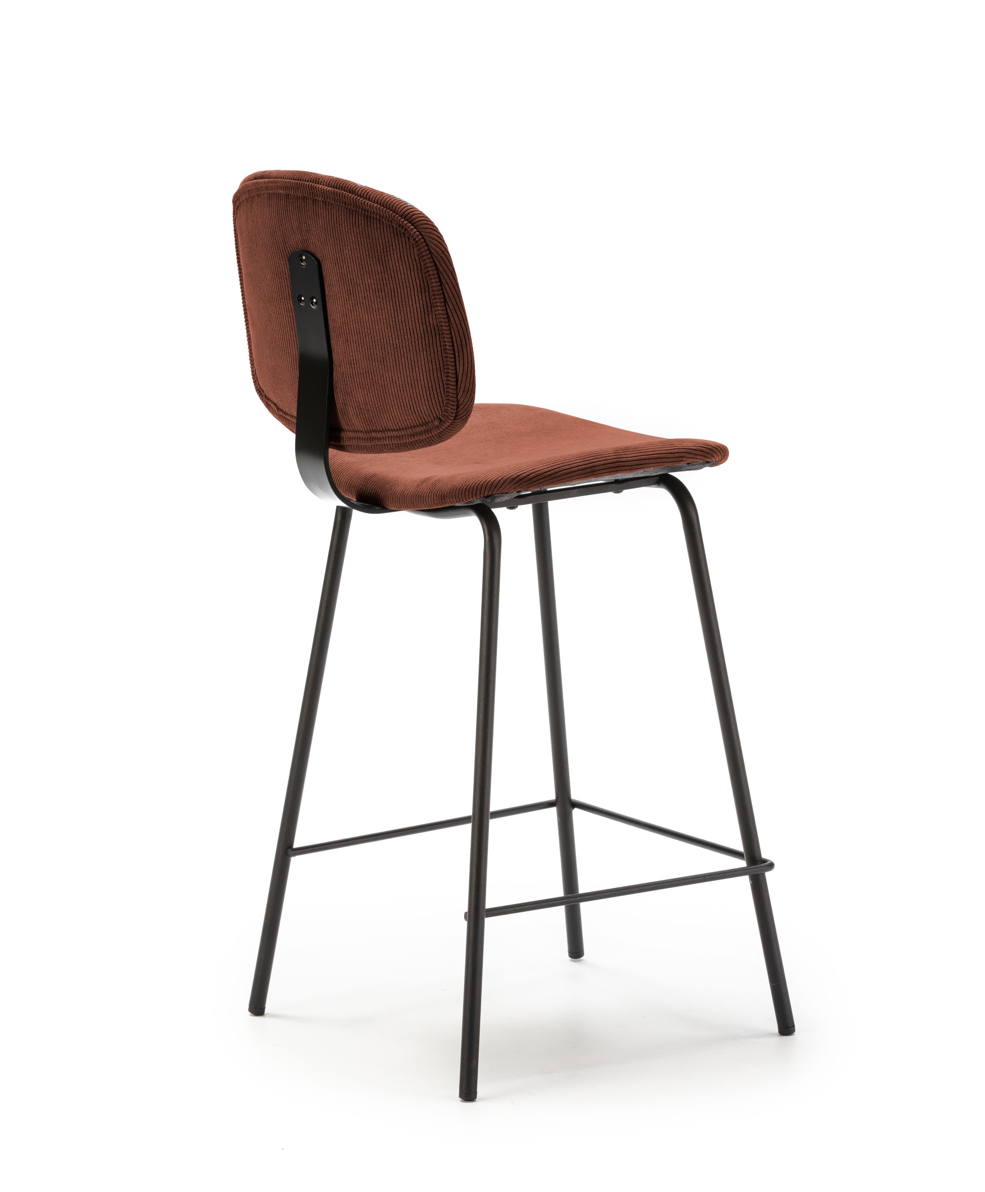 Set di 2 sgabelli in stile retrò in velluto a coste e metallo nero Anna 44x51 h98 cm