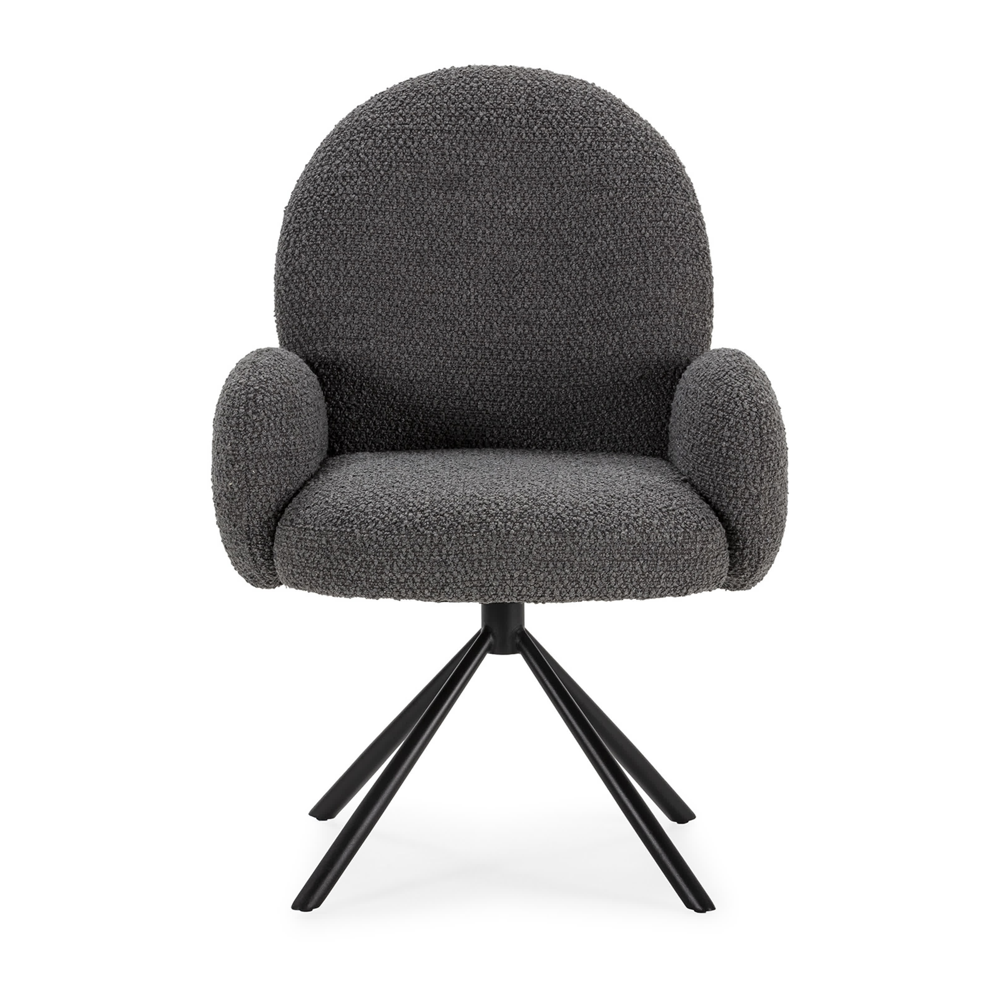 Poltrona girevole in tessuto e gambe in metallo nero Dario 49x46 h91 cm