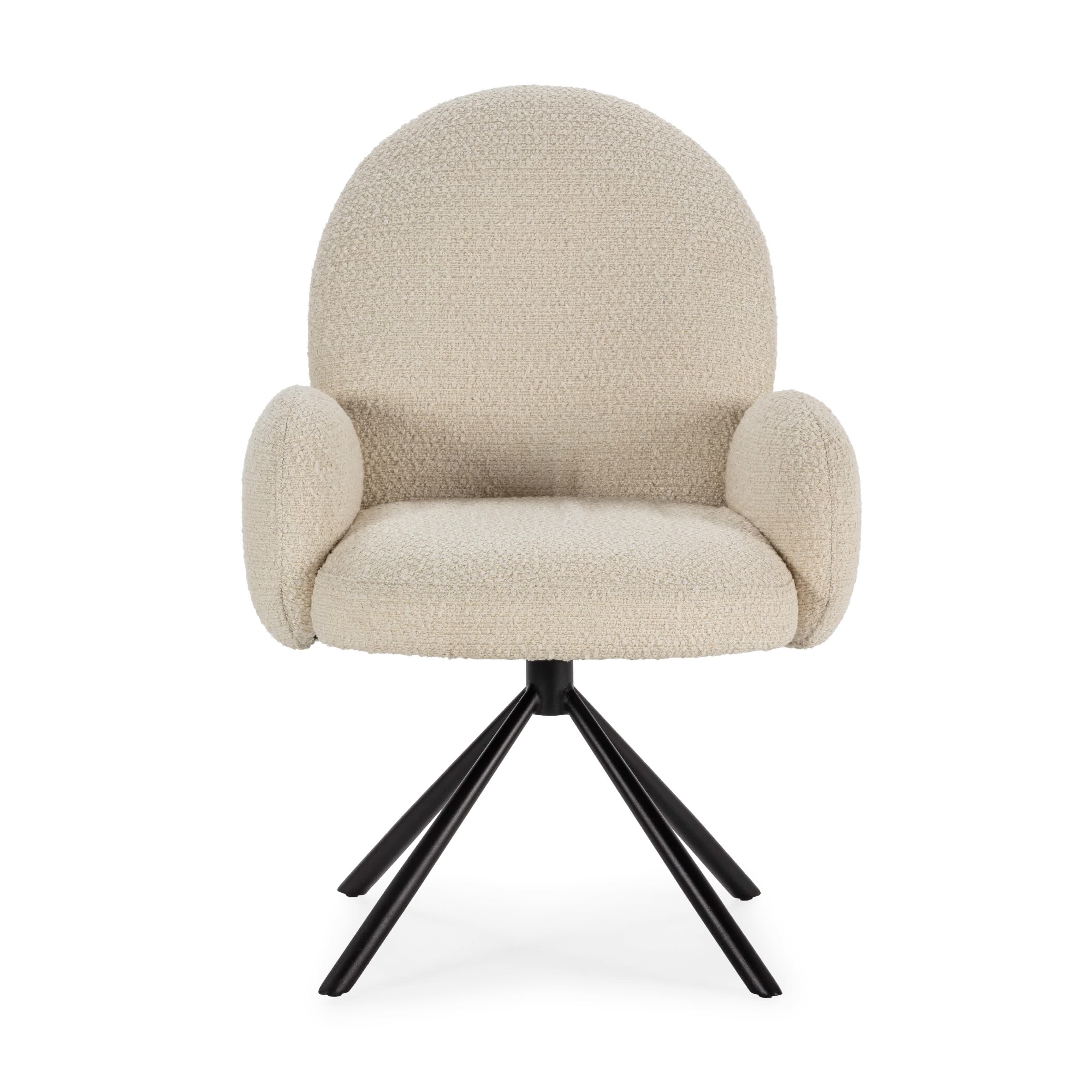 Poltrona girevole in tessuto e gambe in metallo nero Dario 49x46 h91 cm