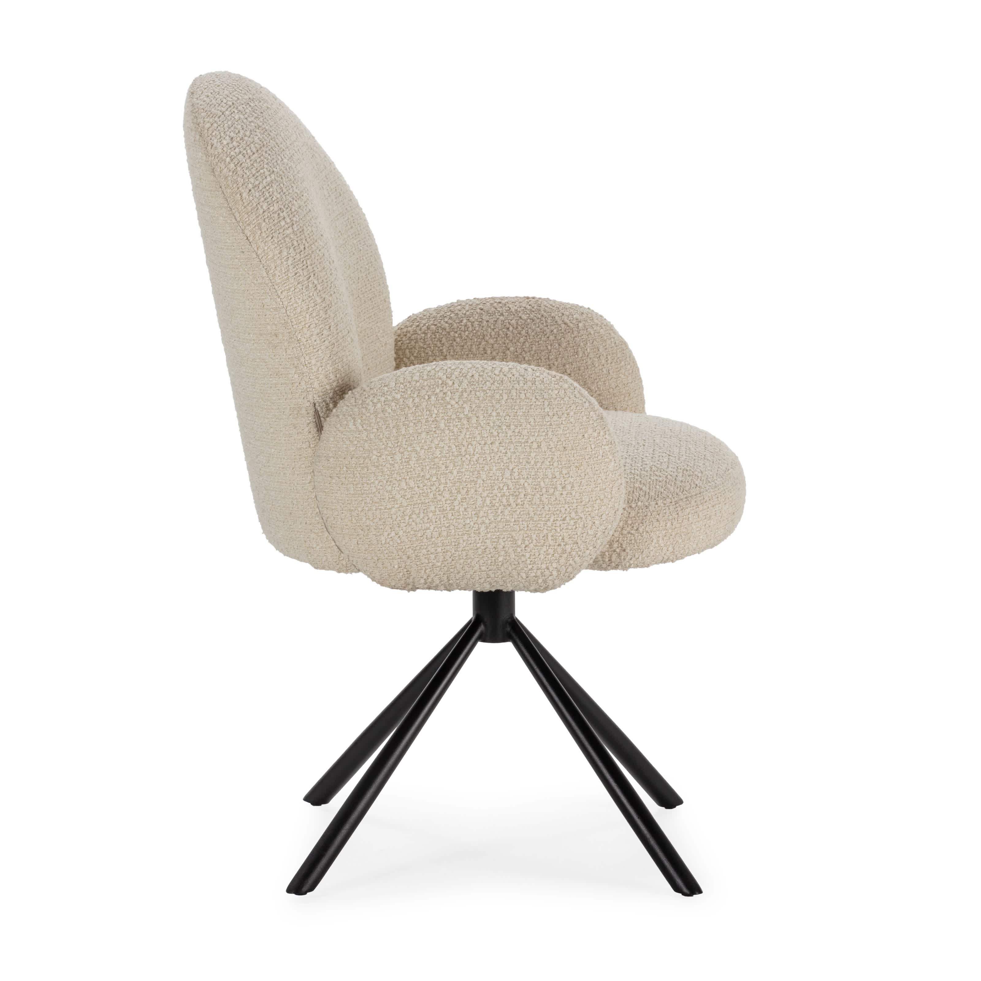 Poltrona girevole in tessuto e gambe in metallo nero Dario 49x46 h91 cm