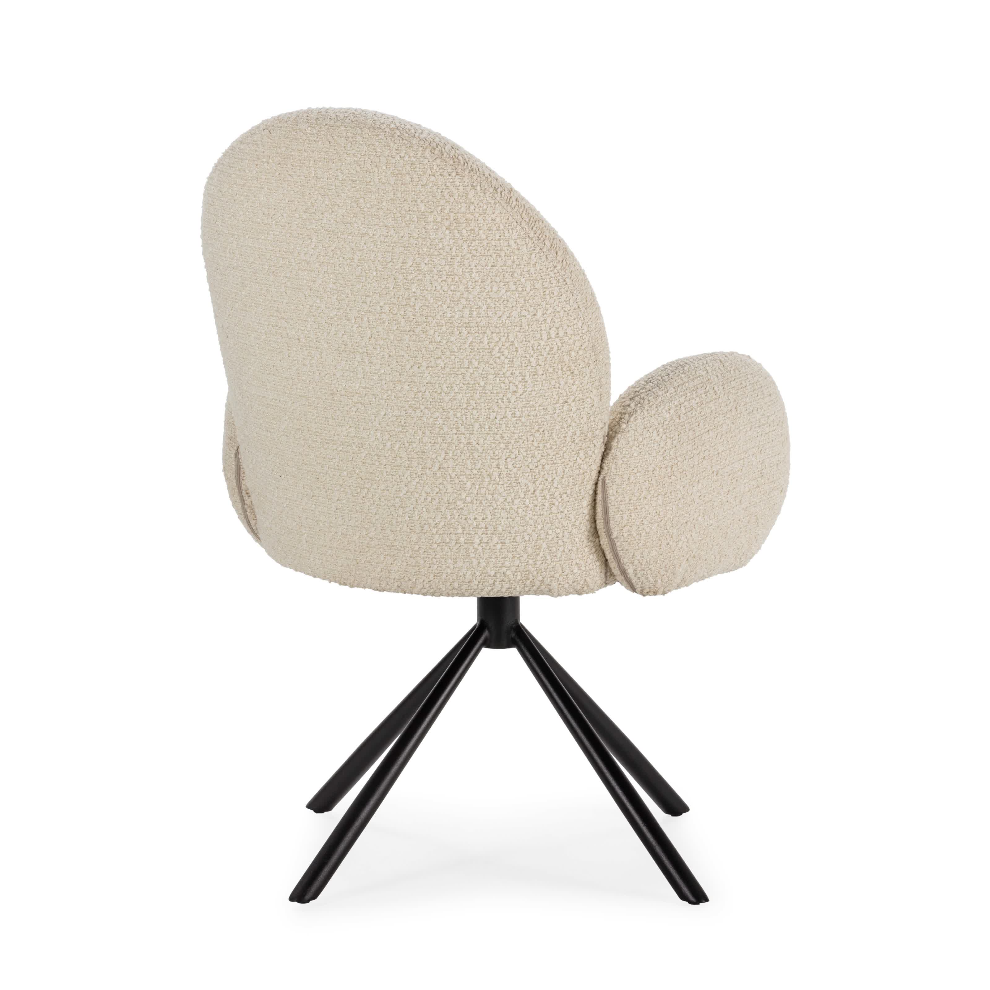 Poltrona girevole in tessuto e gambe in metallo nero Dario 49x46 h91 cm