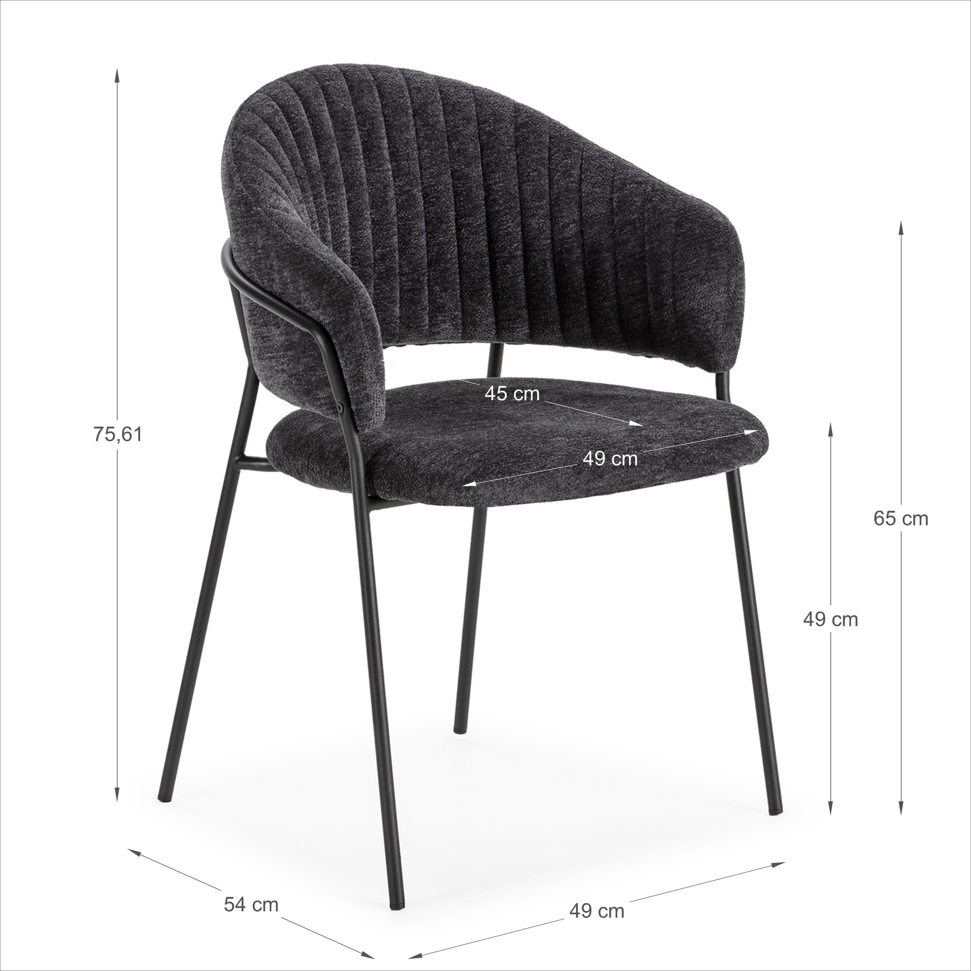 Set di 2 sedie in tessuto con gambe in metallo Clelia 49x54 h75 cm