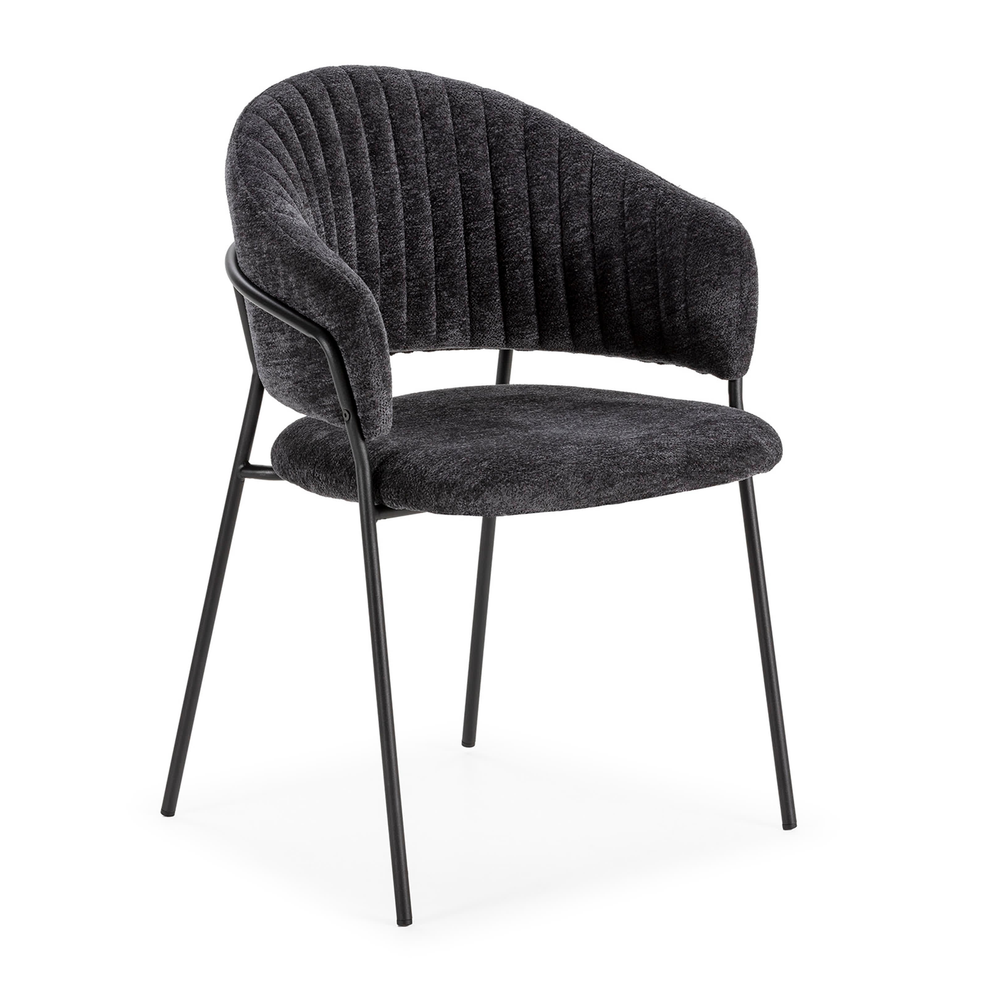 Set di 2 sedie in tessuto con gambe in metallo Clelia 49x54 h75 cm