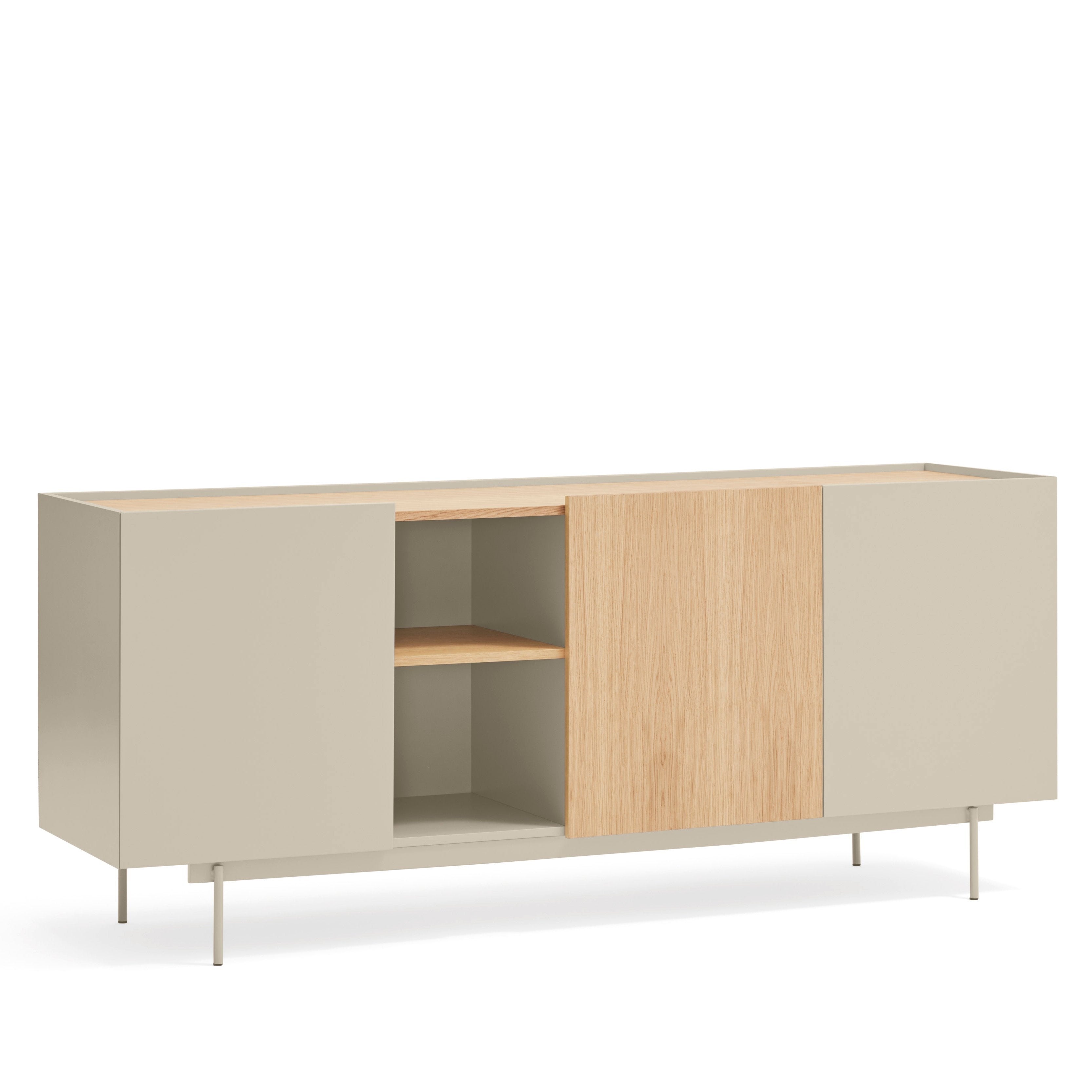Buffet 3 portes 3 tiroirs 180x78 cm Otto en bois chêne et cachemire 