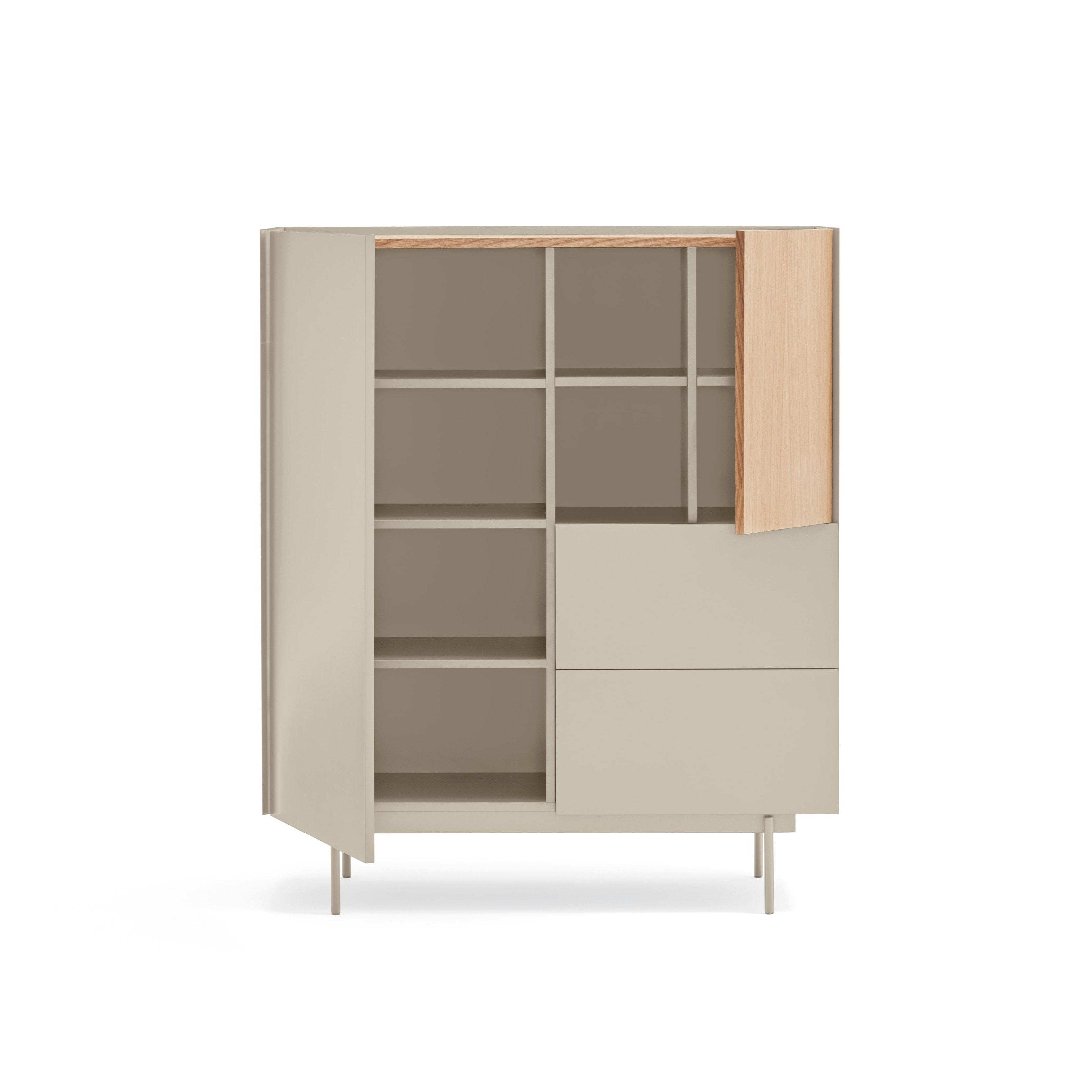 Buffet 2 portes 2 tiroirs 100x120 cm Otto de Teulat en bois de chêne et cachemire
