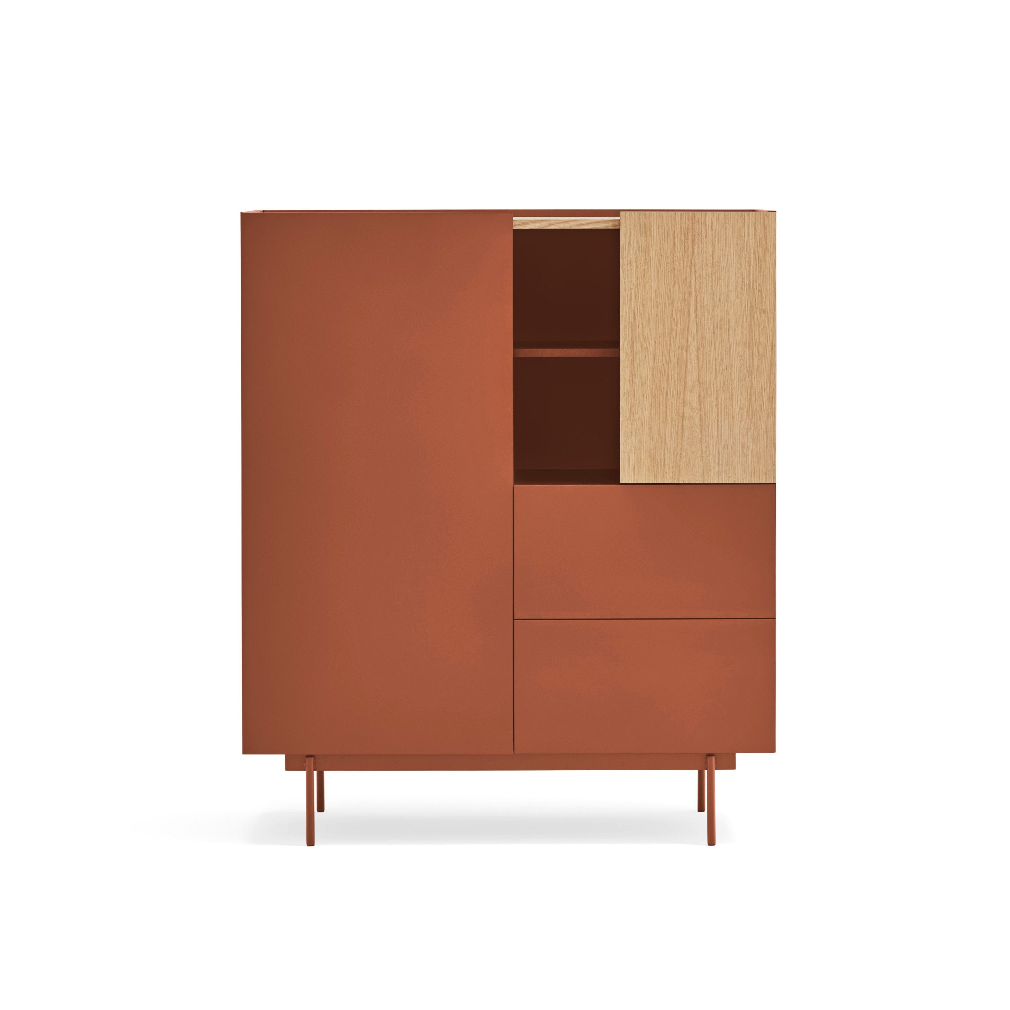 Buffet 2 portes 2 tiroirs 100x120 cm Otto de Teulat en bois de chêne et terre cuite 