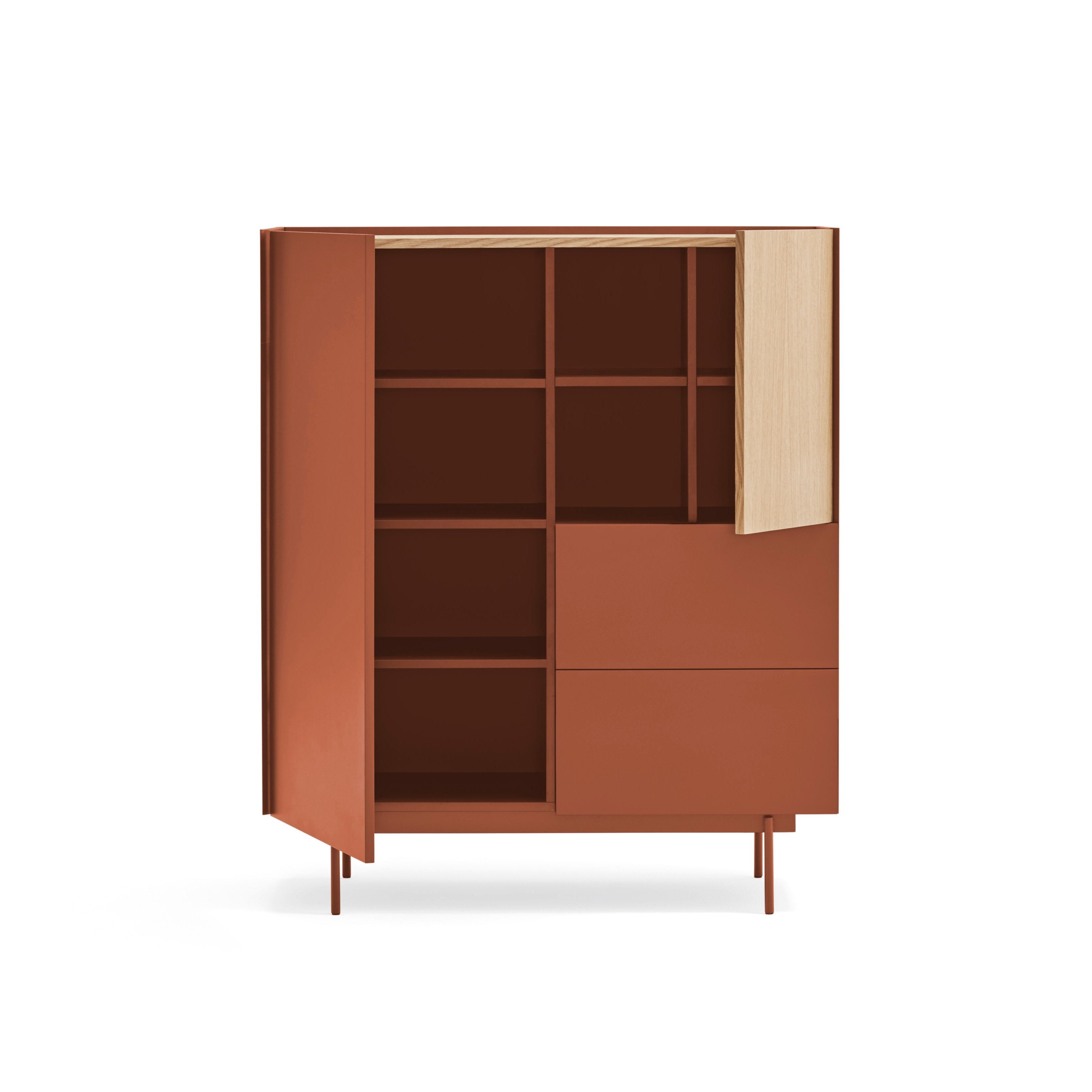 Buffet 2 portes 2 tiroirs 100x120 cm Otto de Teulat en bois de chêne et terre cuite 