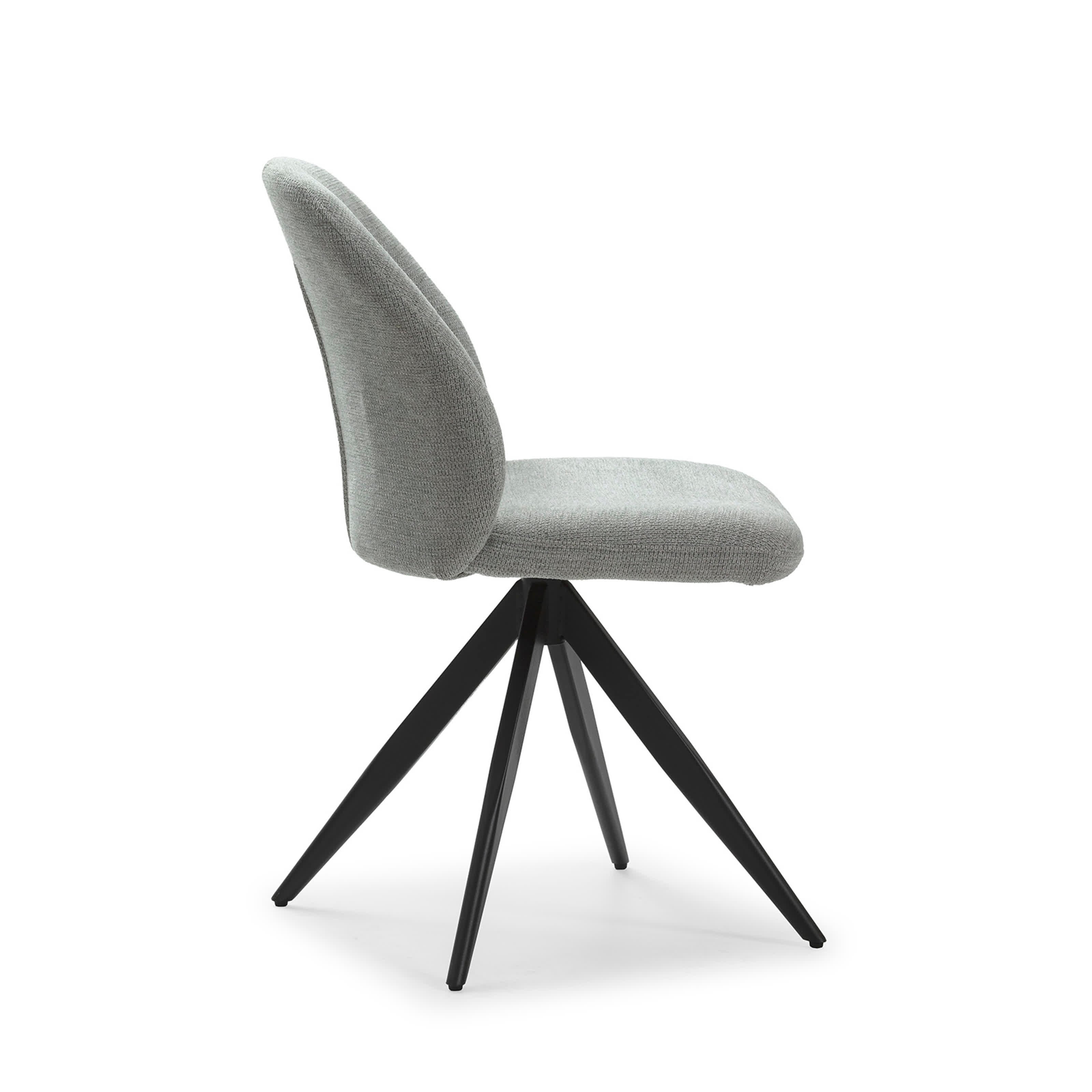 Set di 2 sedie girevoli in tessuto e metallo nero Tara 47x47 h85 cm