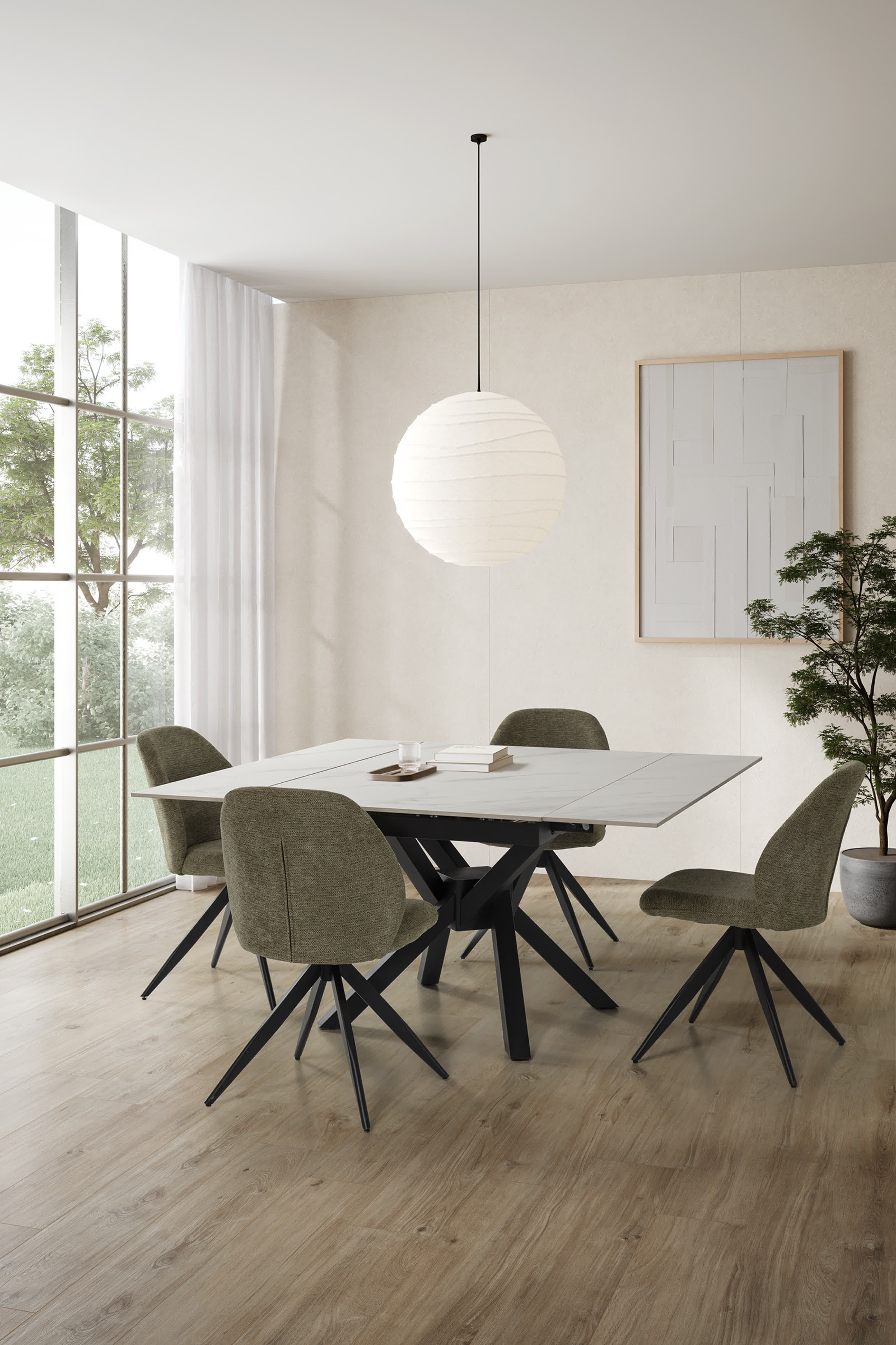 Set di 2 sedie girevoli in tessuto e metallo nero Tara 47x47 h85 cm