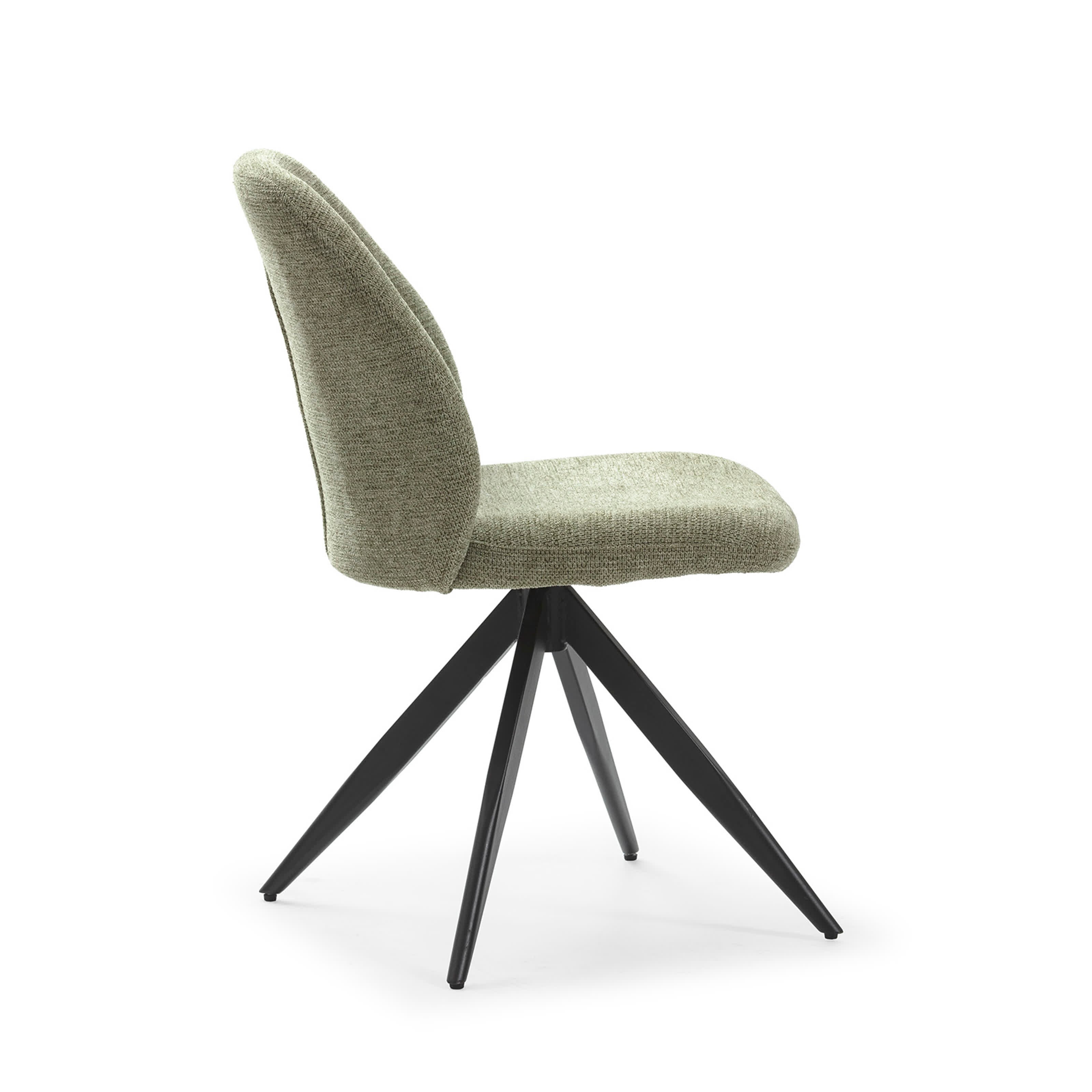 Set di 2 sedie girevoli in tessuto e metallo nero Tara 47x47 h85 cm