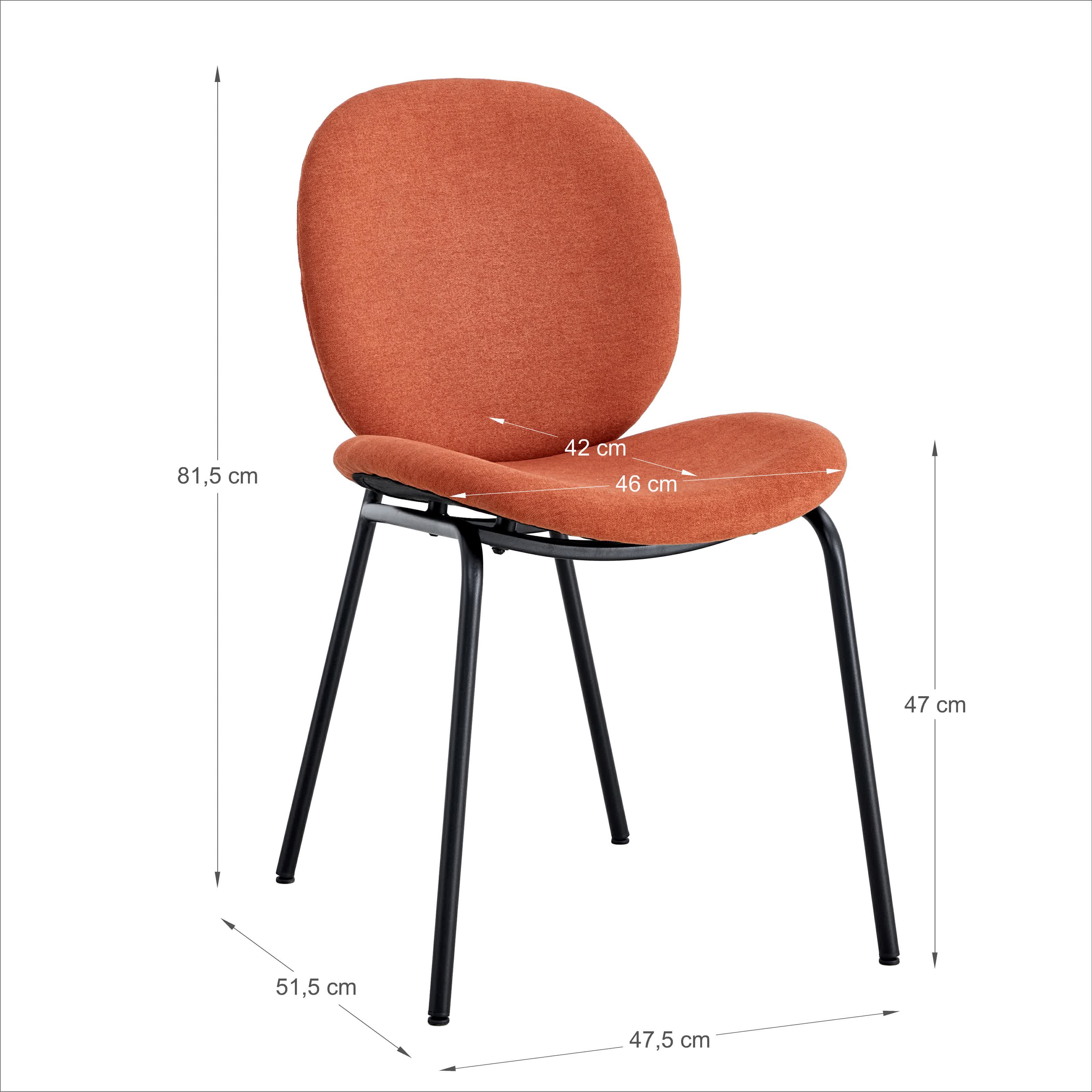 Set di 2 sedie con struttura in metallo e gambe Corin 47x51 h81 cm