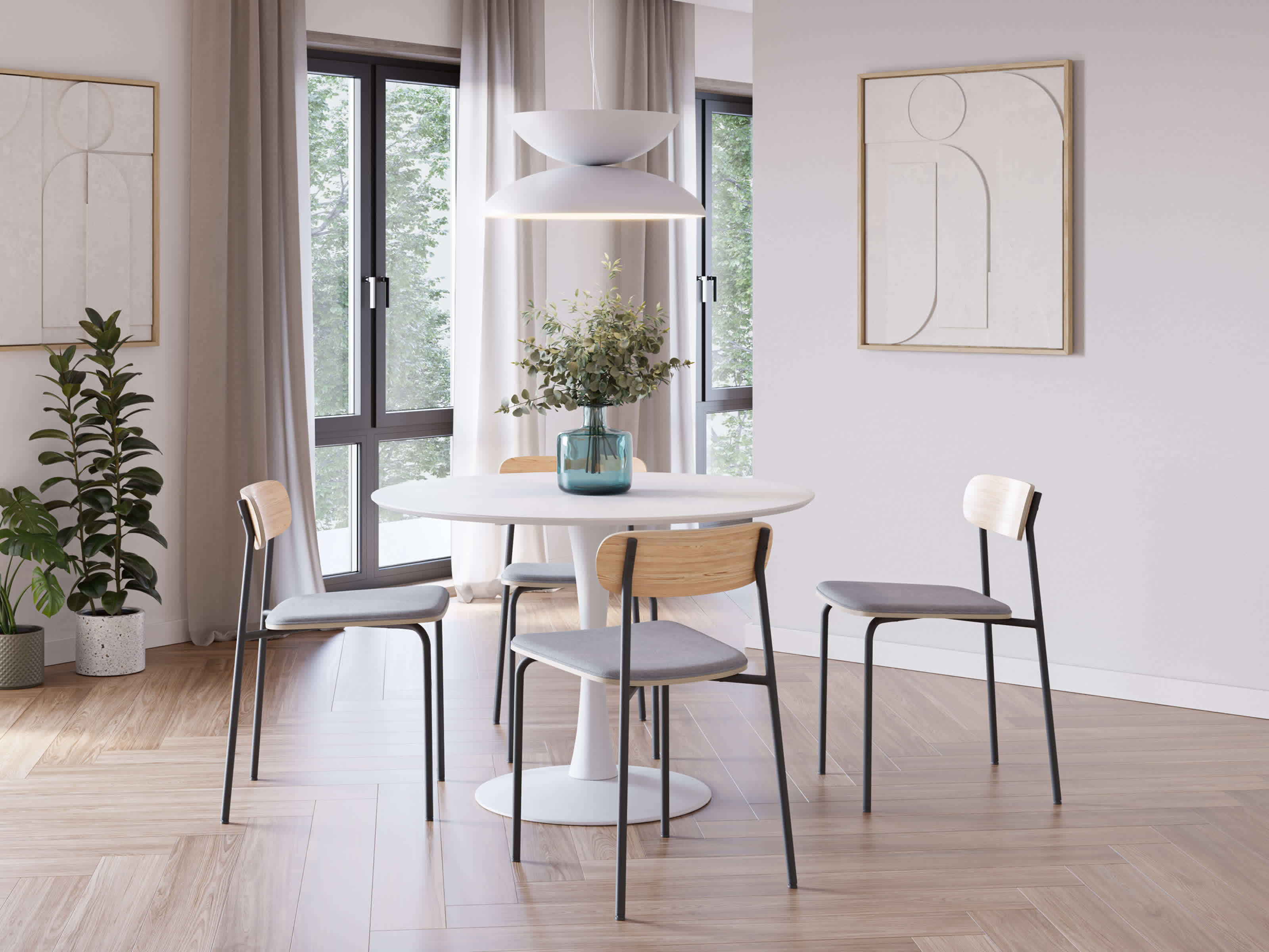 Set di 2 sedie in legno con gambe in metallo Adri 46x52 h78 cm