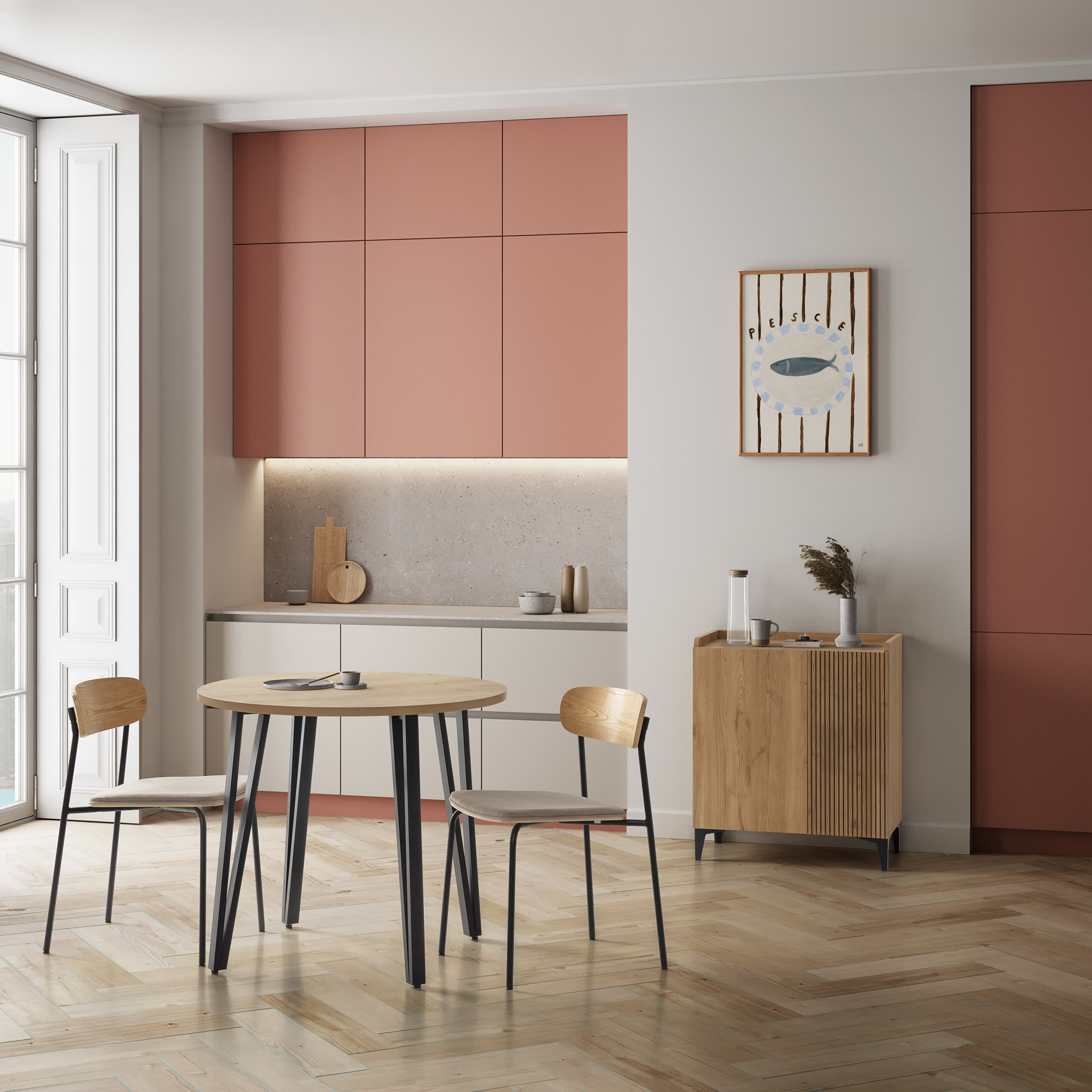 Set di 2 sedie in legno con gambe in metallo Adri 46x52 h78 cm