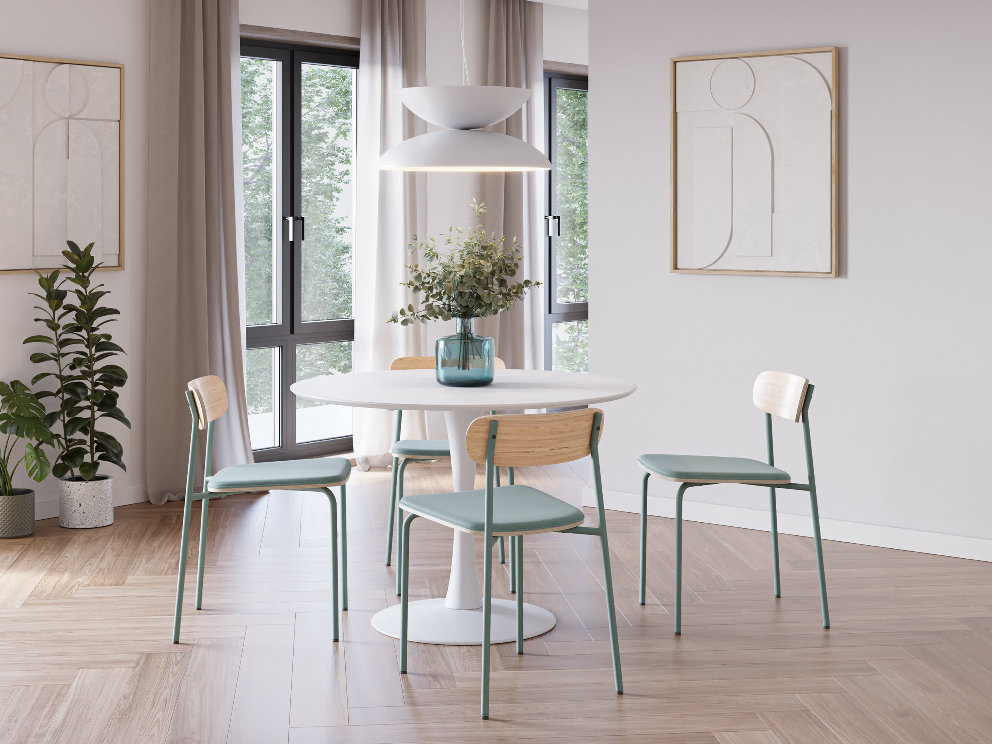 Set di 2 sedie in legno con gambe in metallo Adri 46x52 h78 cm