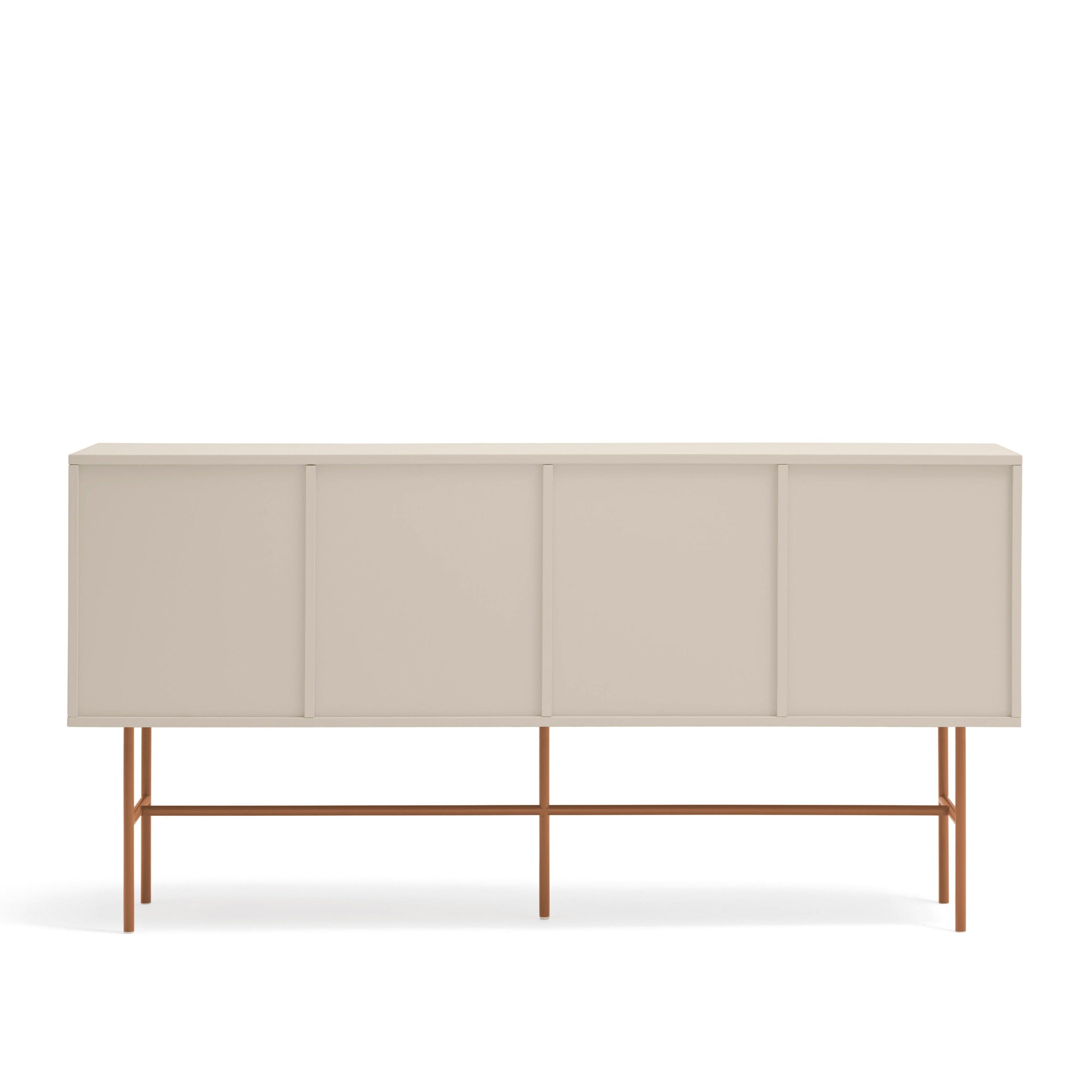 Buffet 3 tiroirs et porte coulissante laquée sable et terre cuite avec pied en fer Nube di Teulat 180x45cm